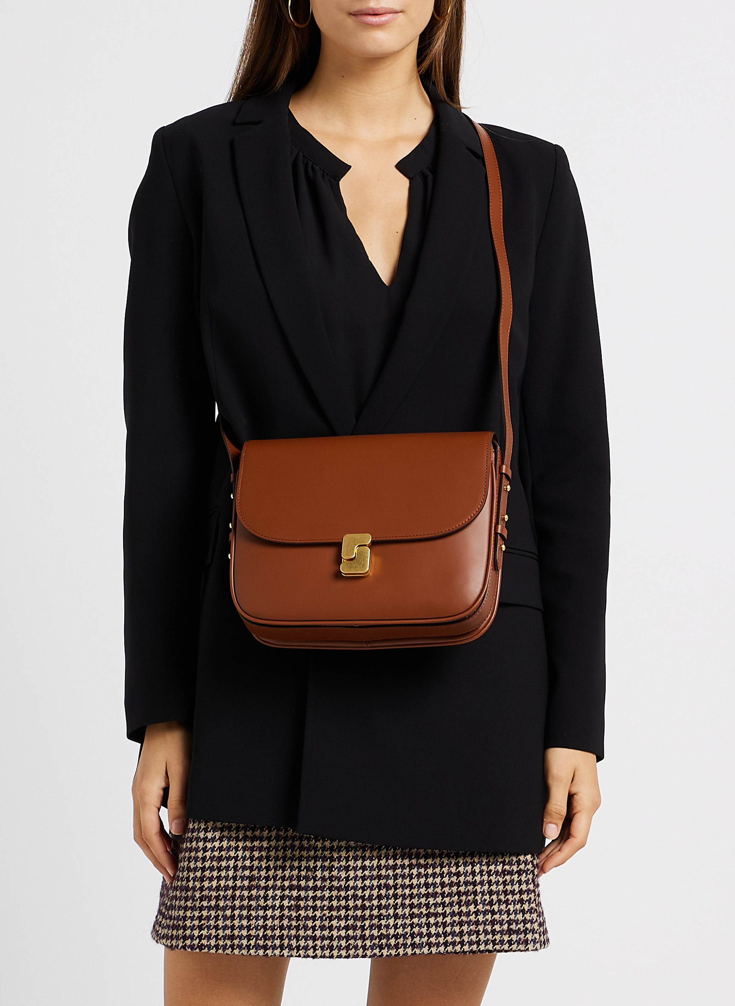 Umhängetasche aus Glacé-Leder SOEUR Braun