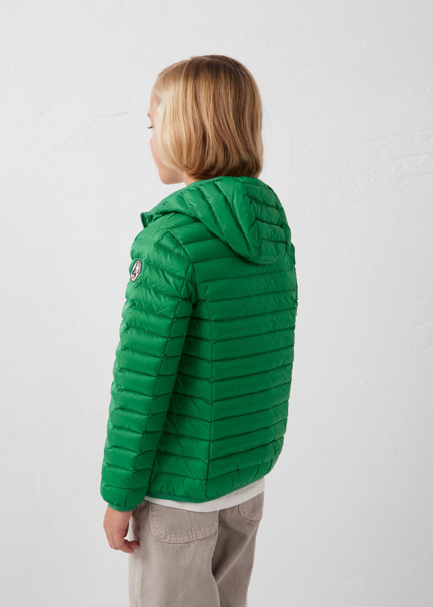 Hugo lightweight hooded child's puffer coat JOTT Green