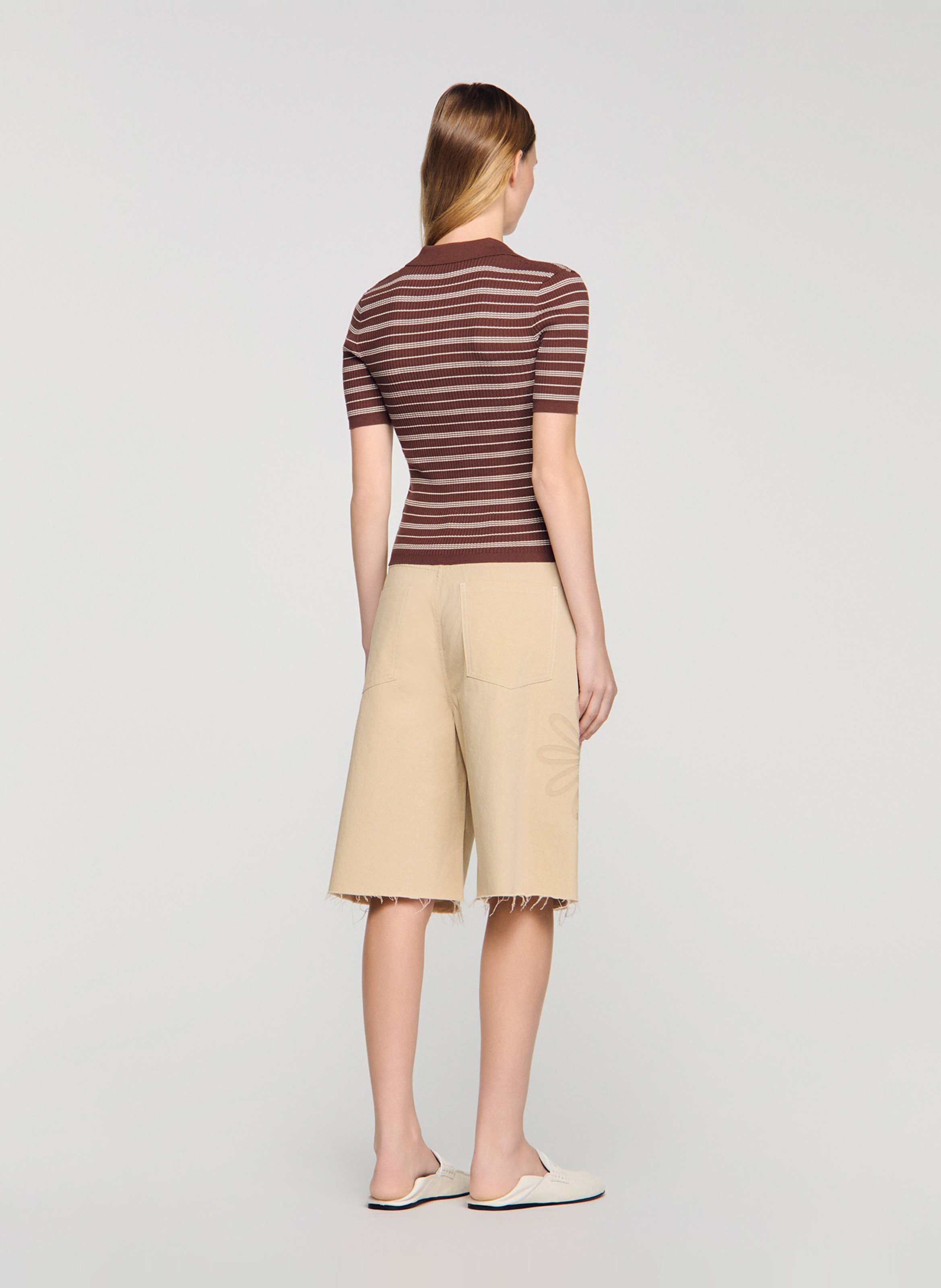 Rechte gestreepte polo SANDRO Bruin