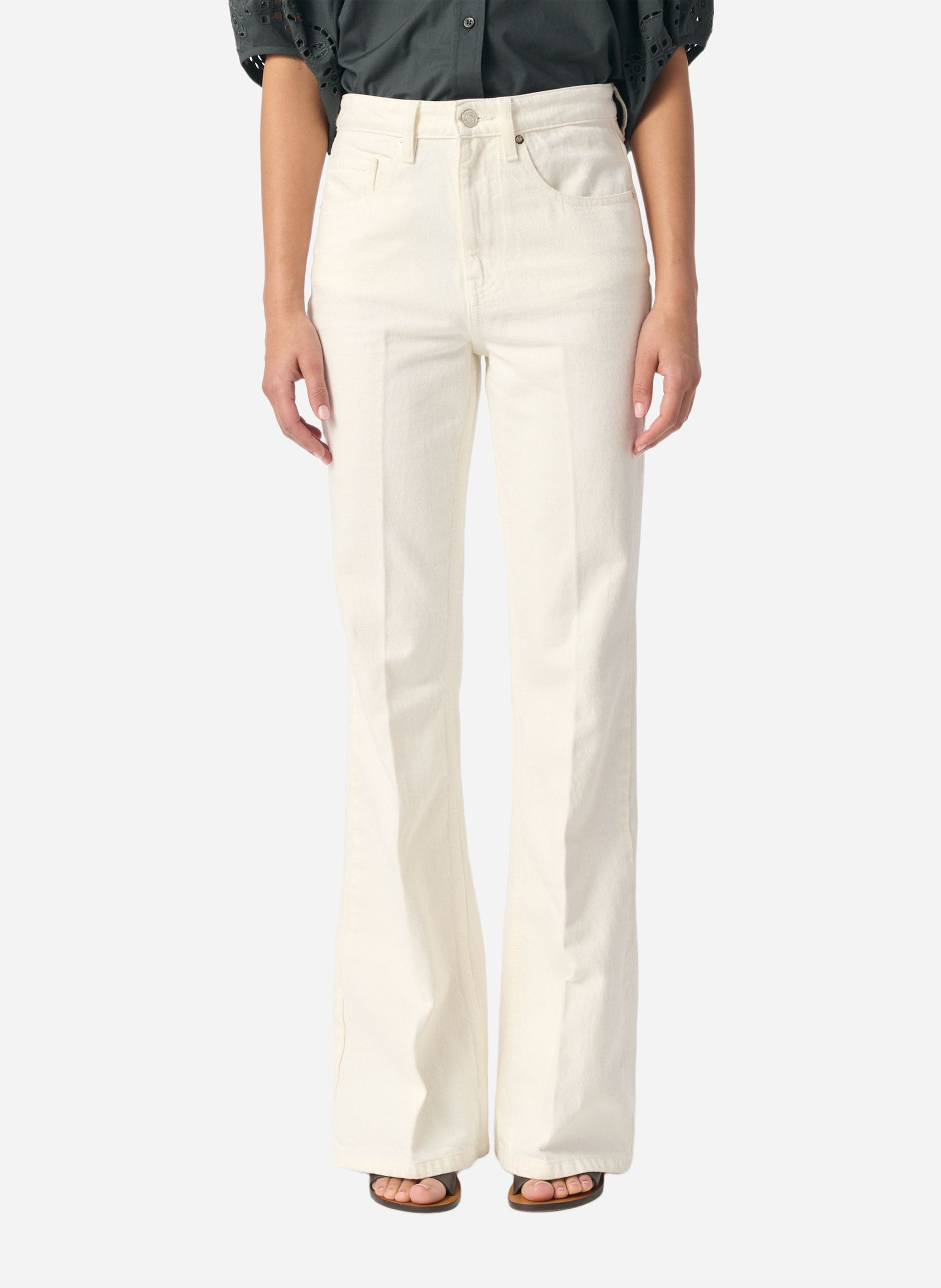 Jean flare taille haute uni VANESSA BRUNO Blanc