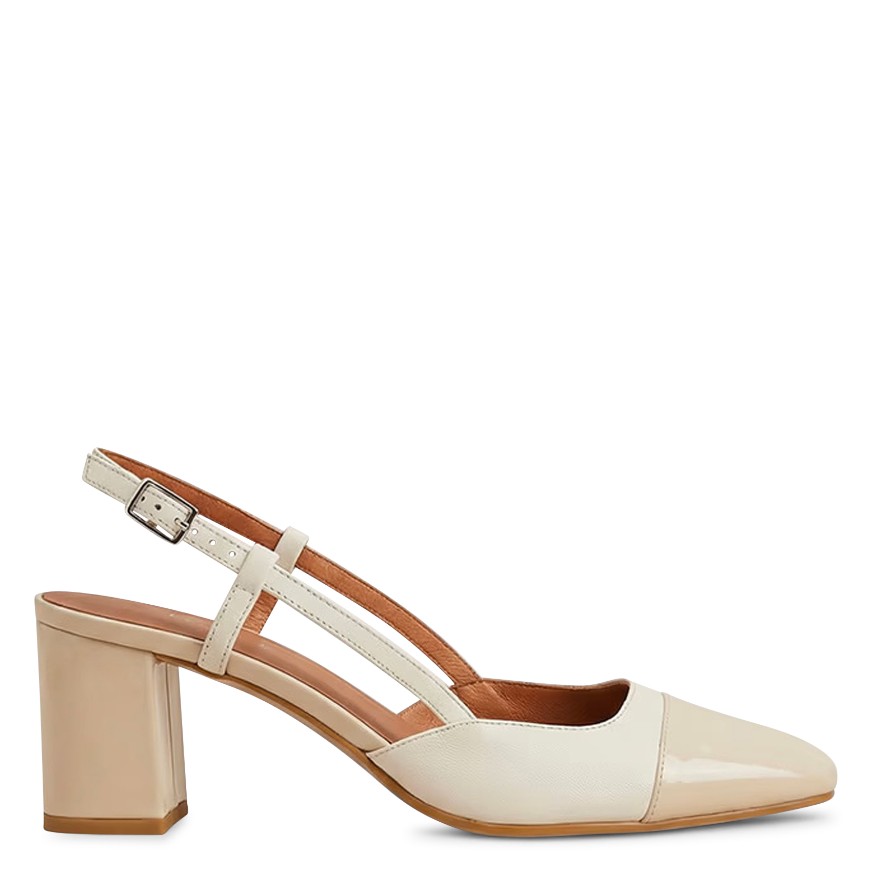 Babies à talons en cuir vernis JONAK Blanc