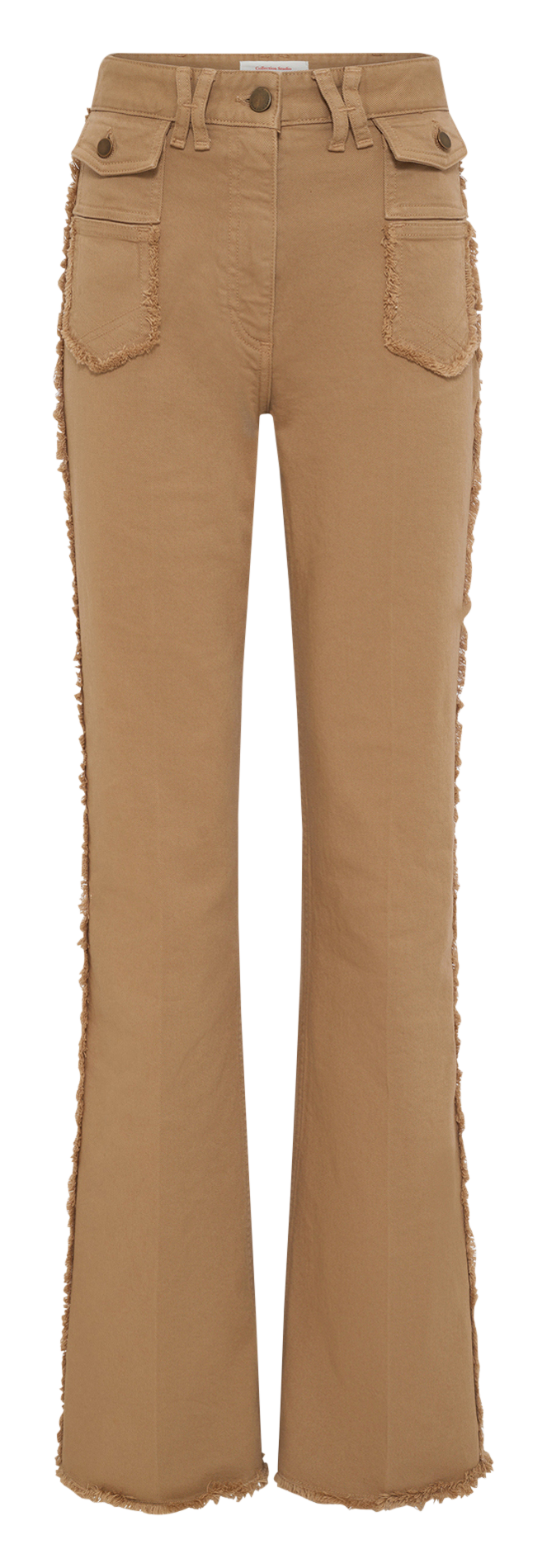 Flared Jeans mit hohem Bund und Fransen GERARD DAREL Beige