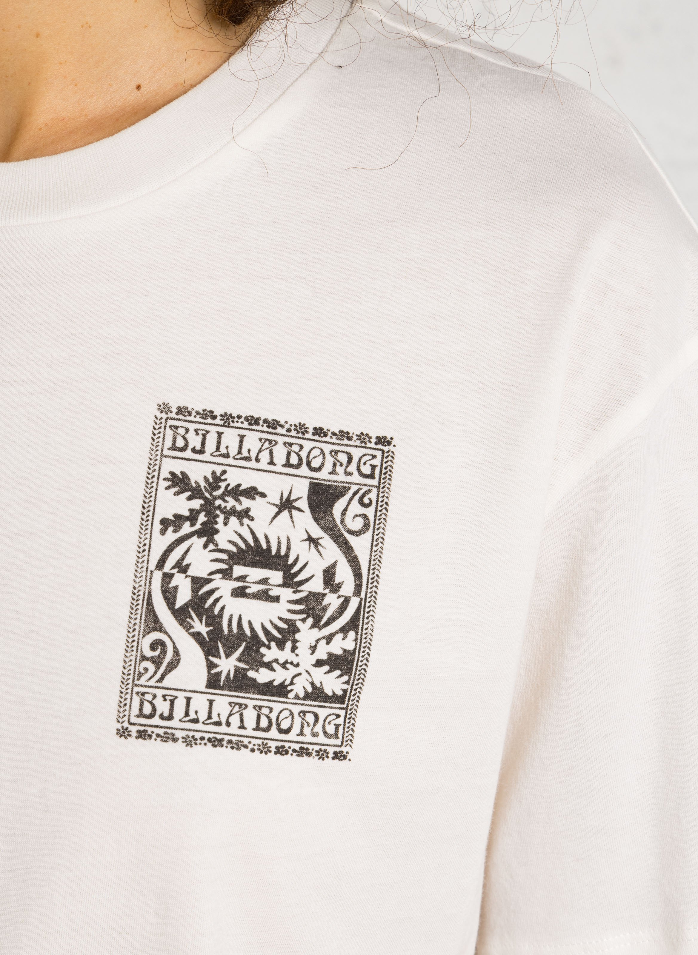 Tee-shirt droit col rond en coton sérigraphié BILLABONG Blanc