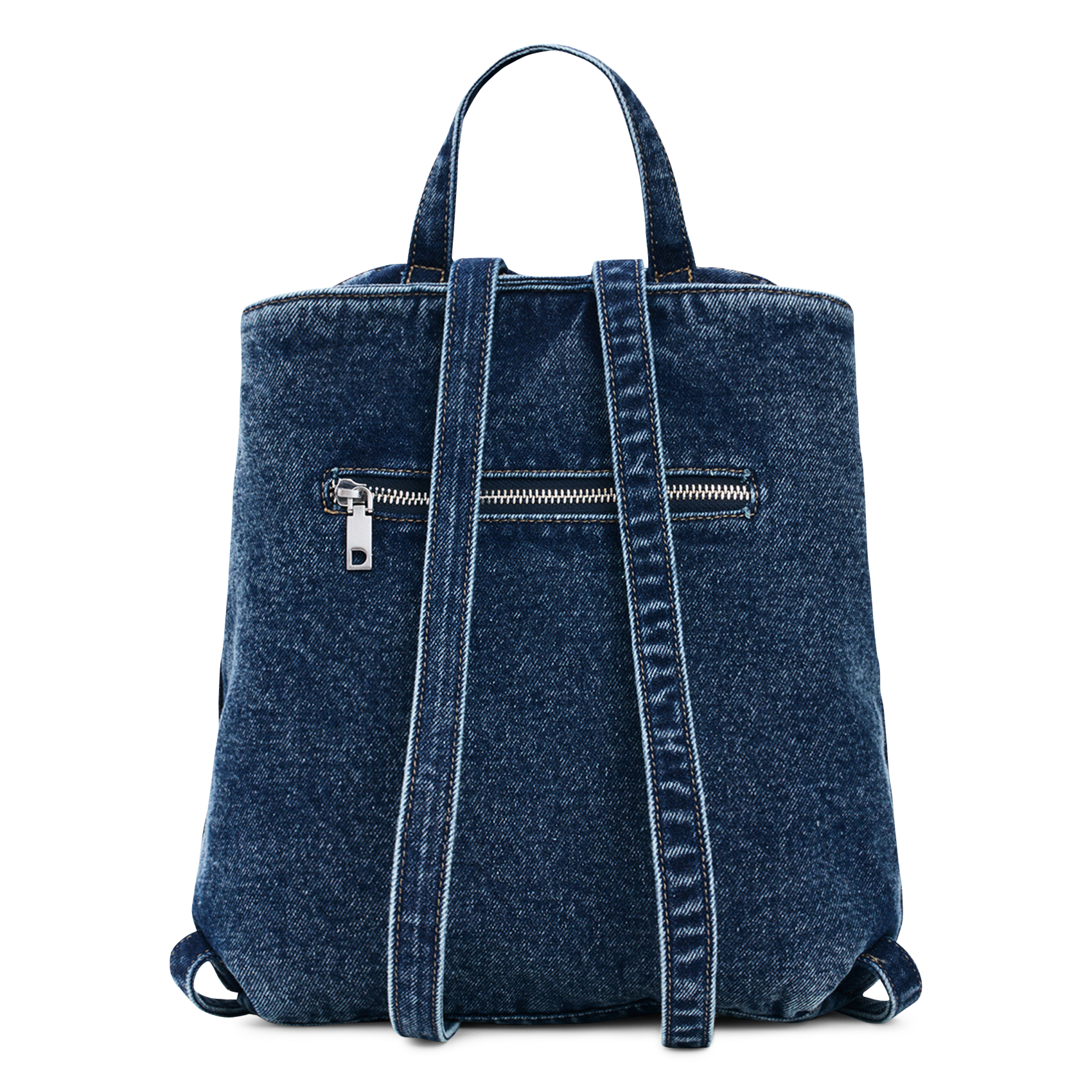 Floral denim backpack DESIGUAL Blue