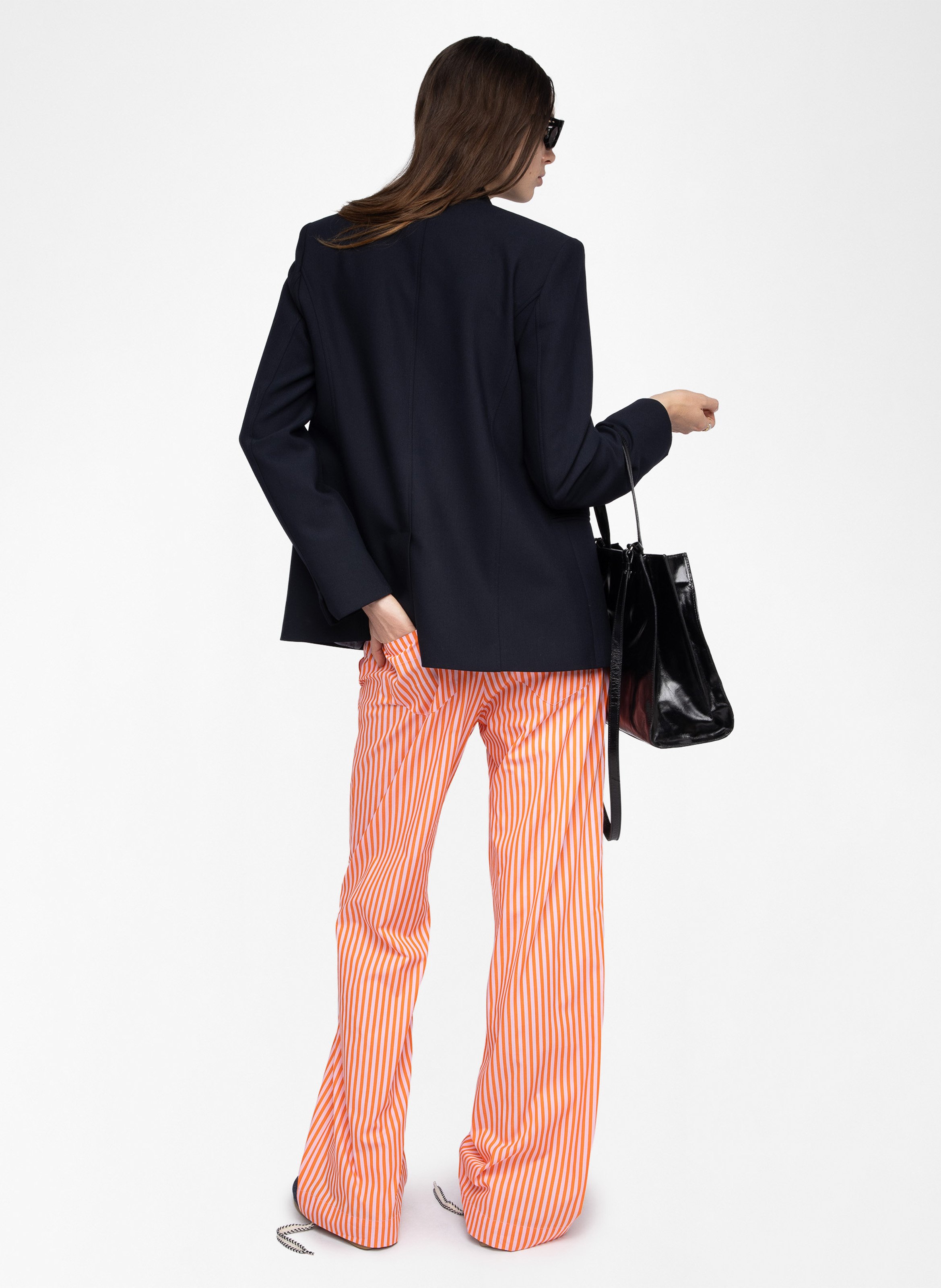 Pantalon droit en coton rayé ZADIG&VOLTAIRE Rose