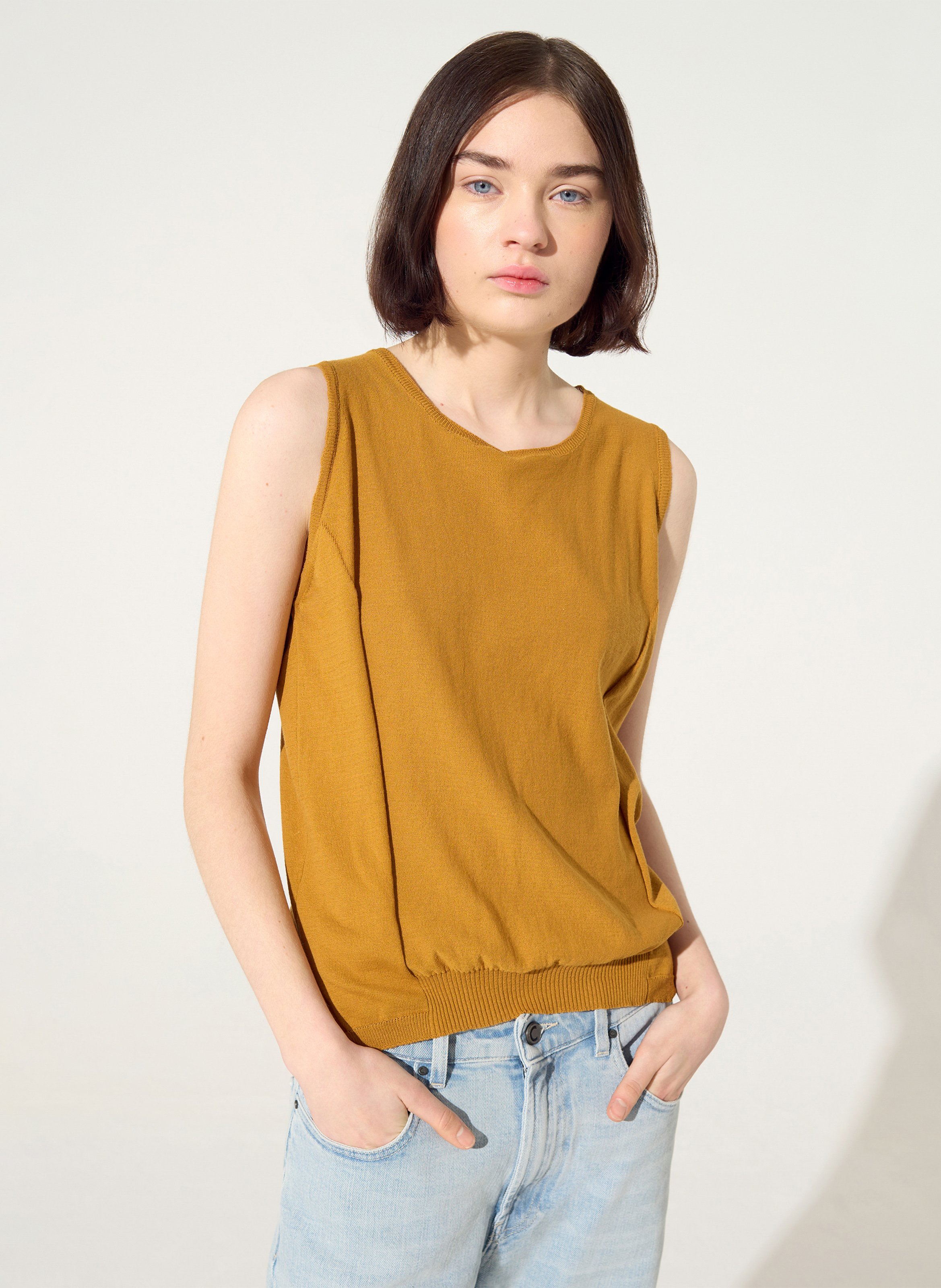 Débardeur droit col rond en coton COTELAC ACOTE