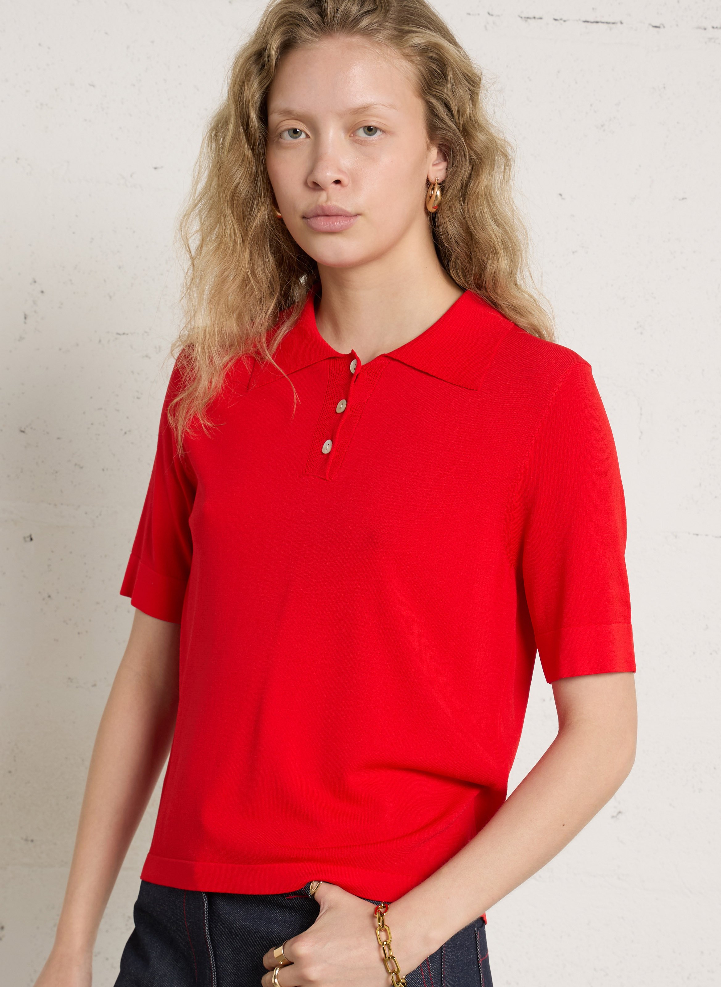 Polo droit en maille IMPERIAL Rouge