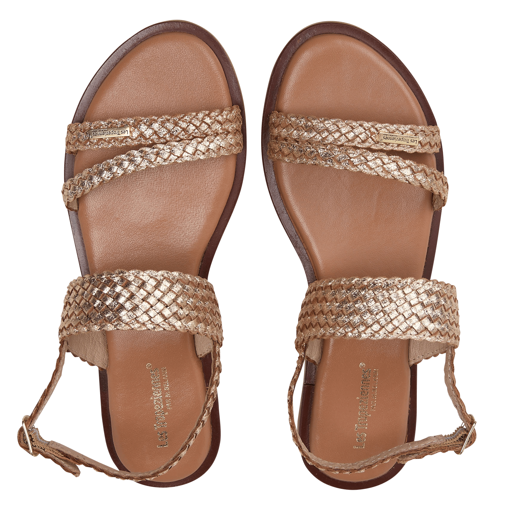 Platte, gevlochten leren sandalen LES TROPEZIENNES PAR M.BELARBI Goudkleurig