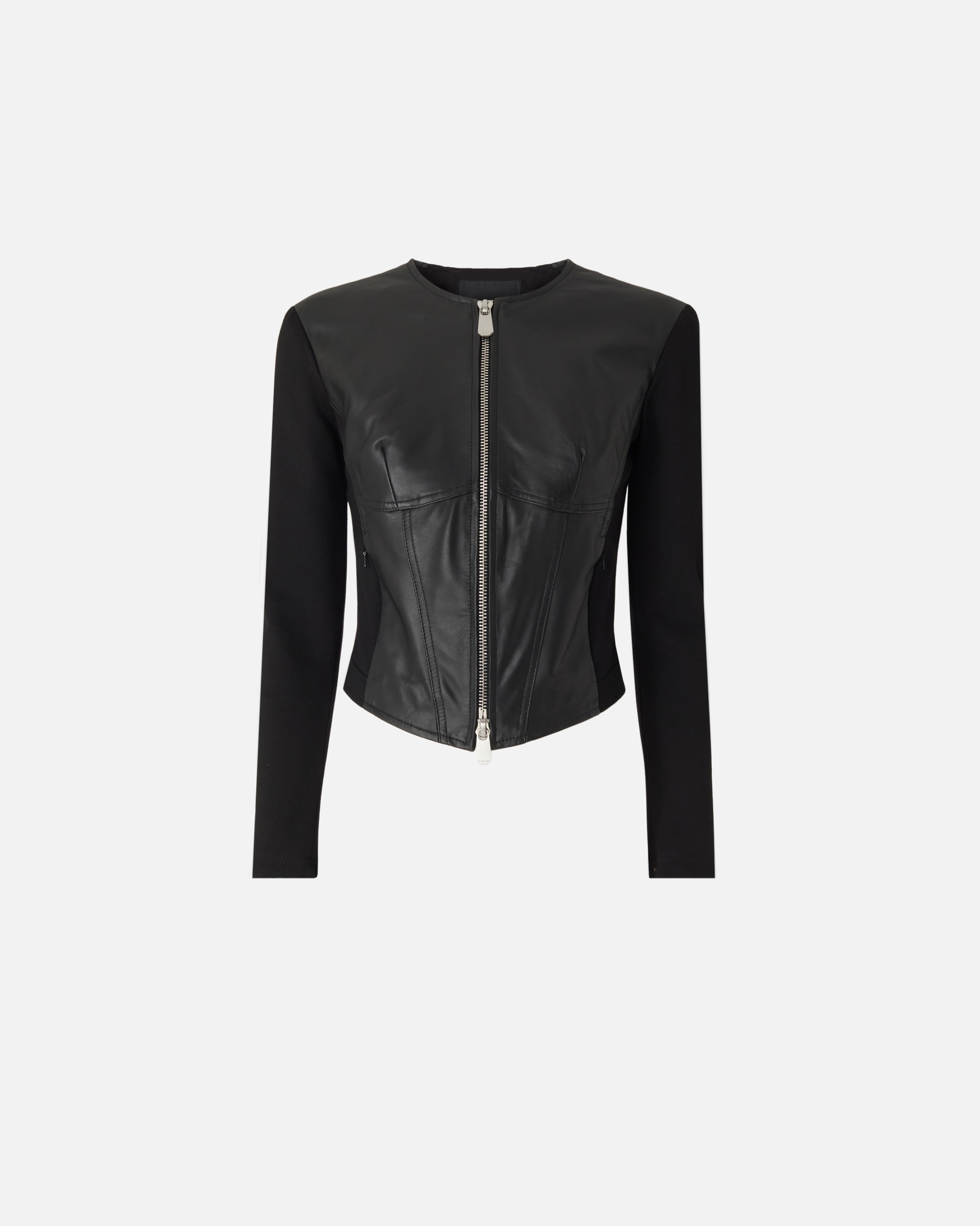 Zip-up leather corset jacket PINKO Black