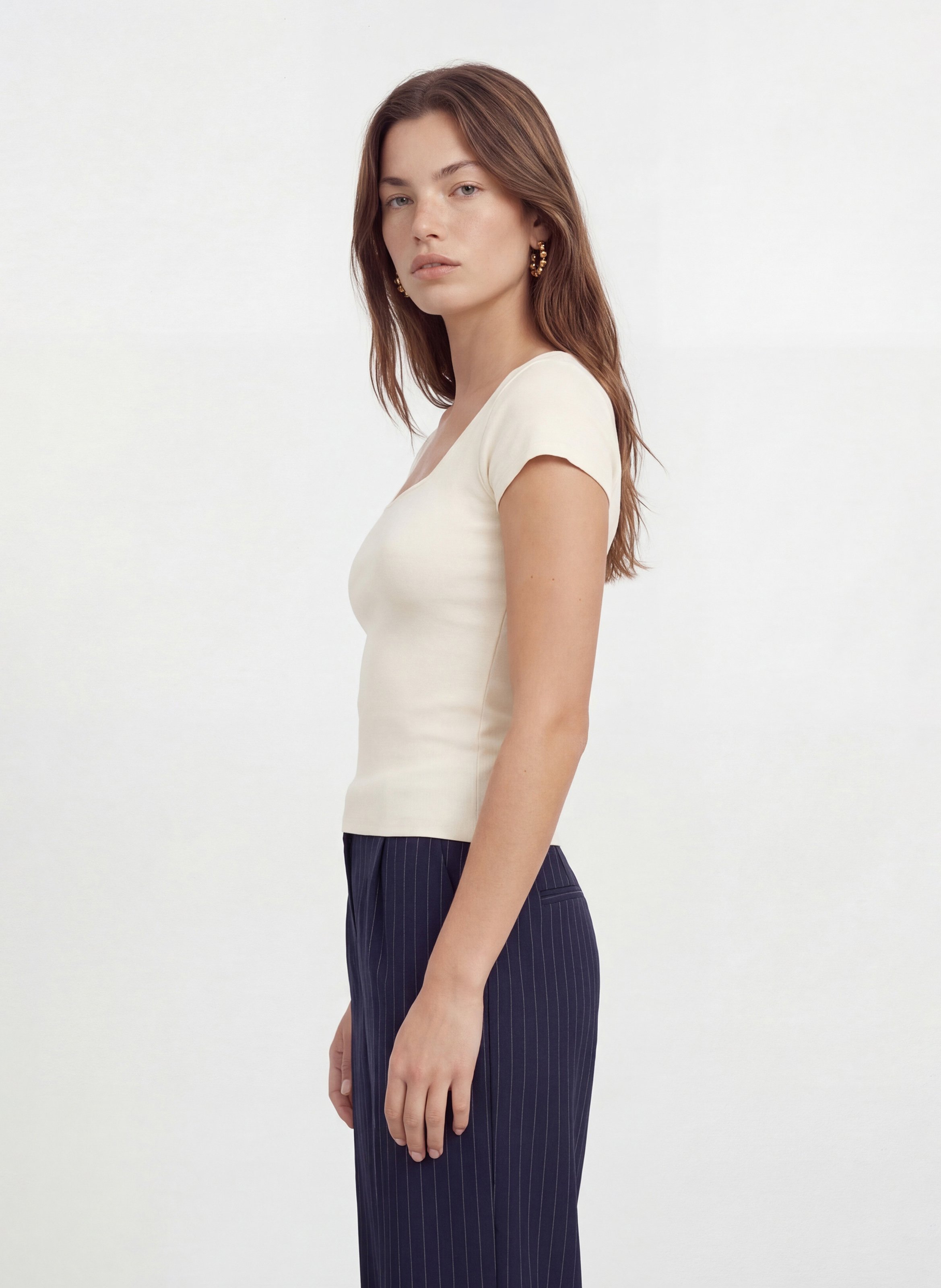 Top aus Baumwoll-Mix mit eckigem Ausschnitt KOOKAI Weiss