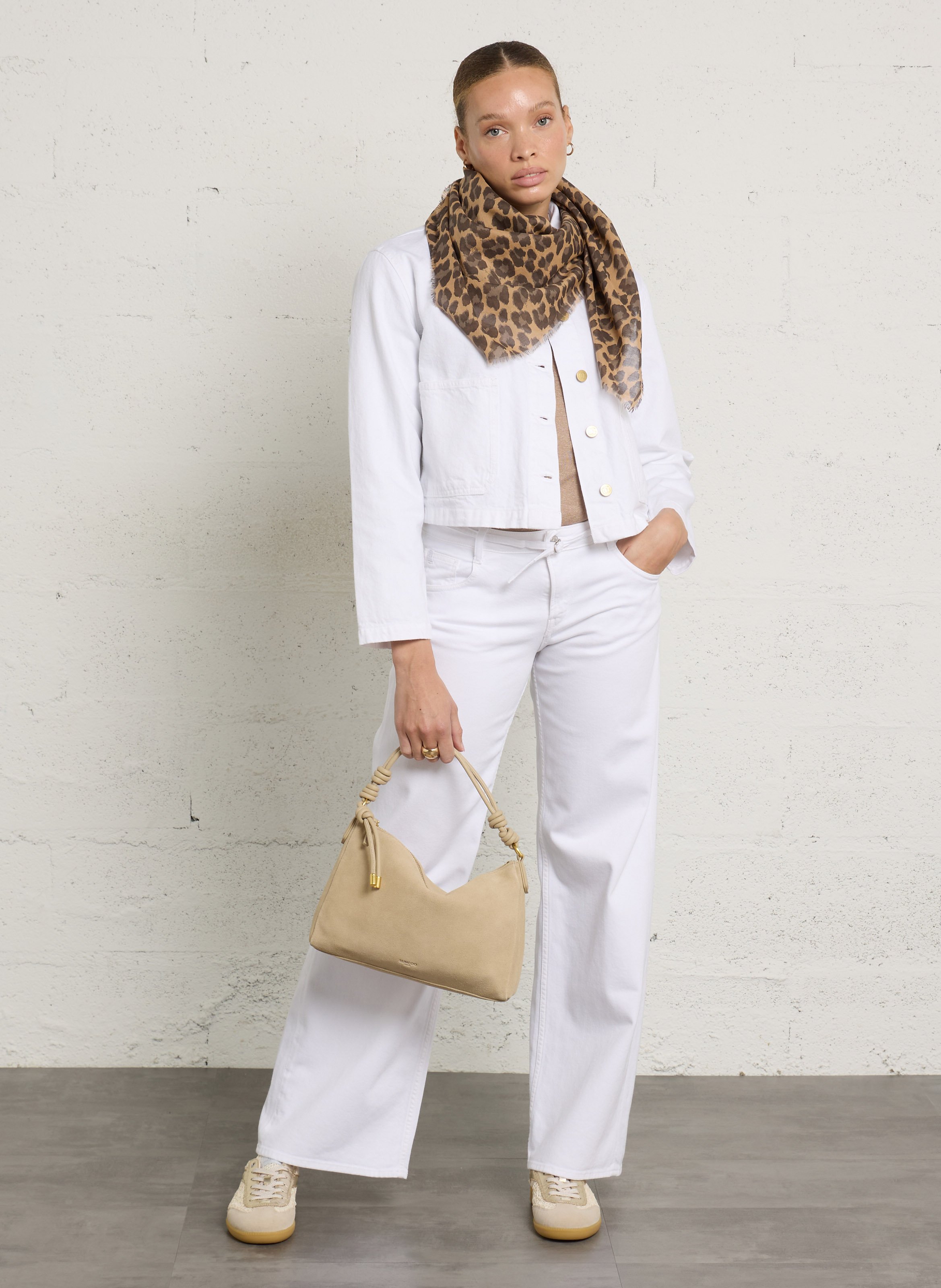 Sac à main pochette en cuir SUNCOO Beige