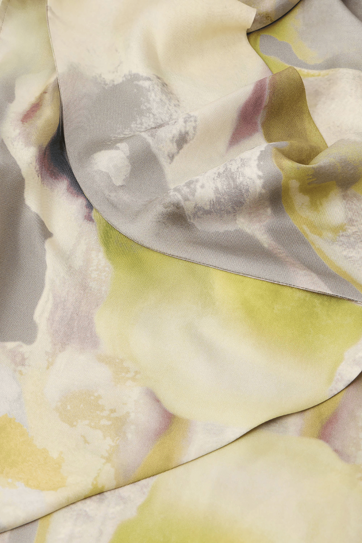 Midi-jurk met zijden sjaalprint SOEUR Geel