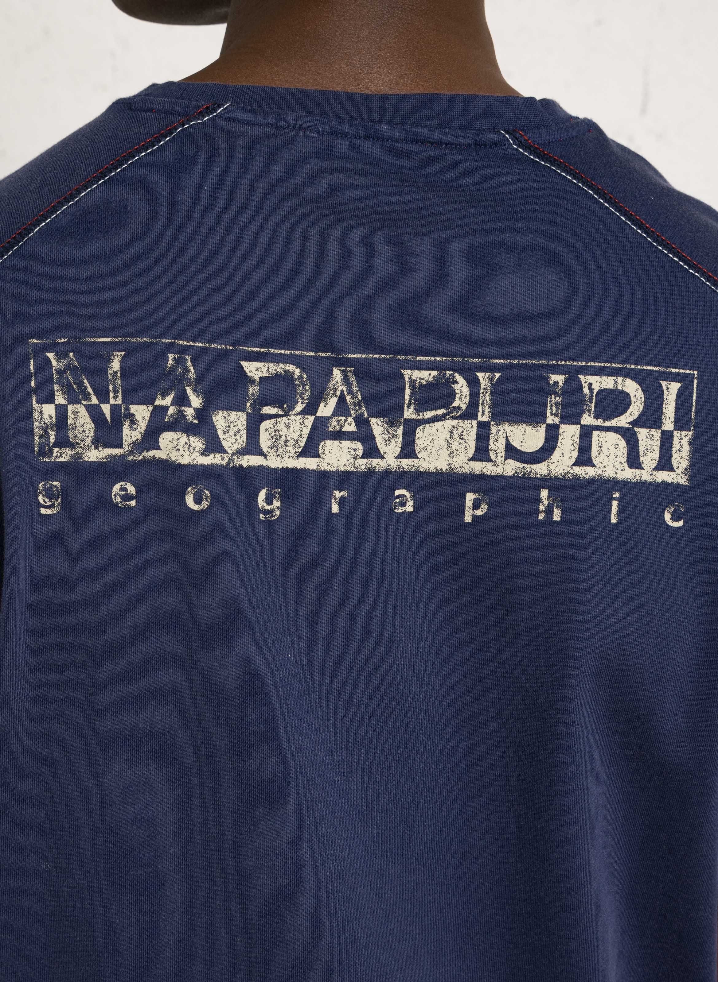 Gerade geschnittenes T-Shirt aus Baumwolle mit Stickerei NAPAPIJRI Blau