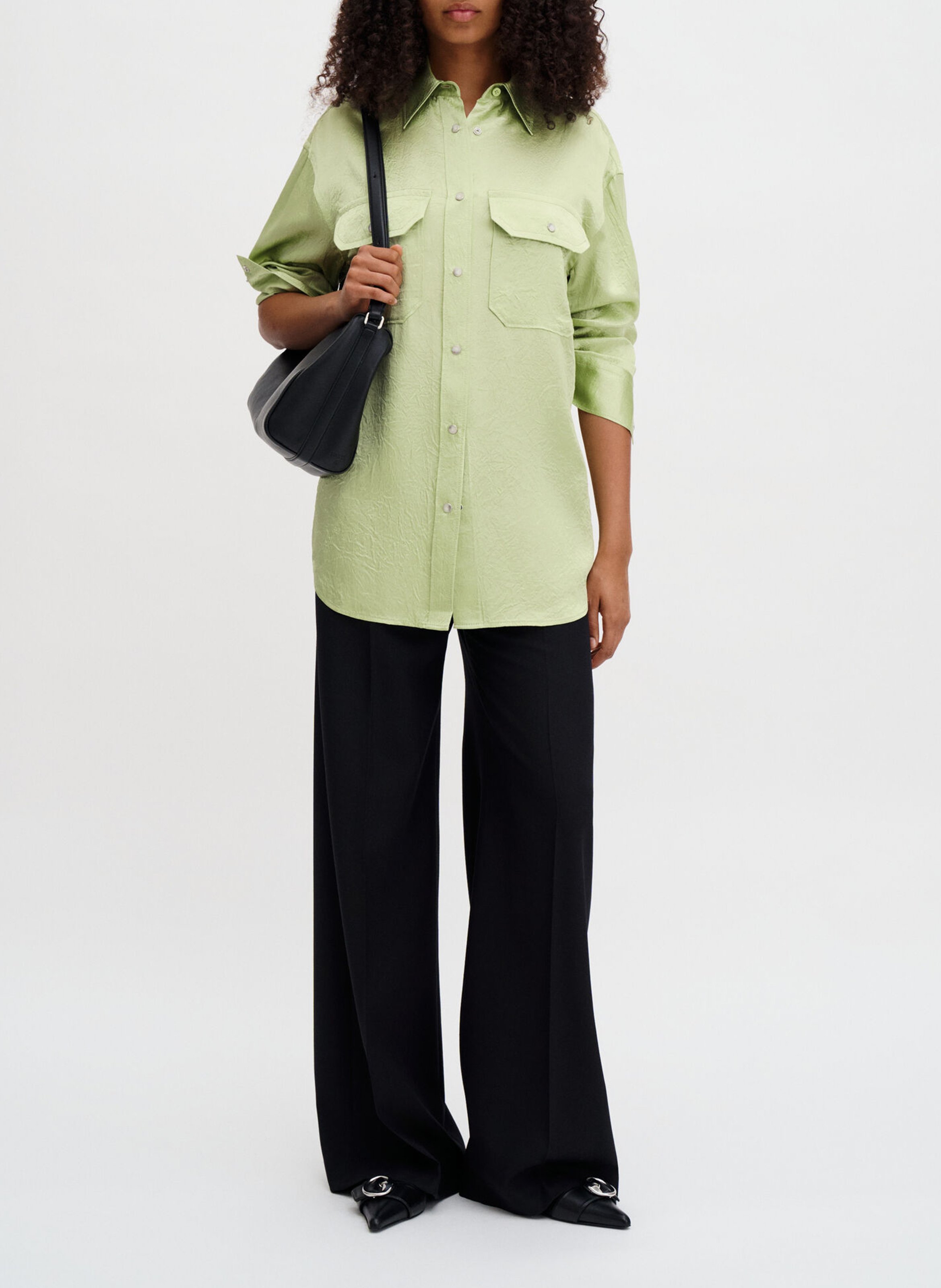 Soepelvallend effen recht overhemd FILIPPA K Groen