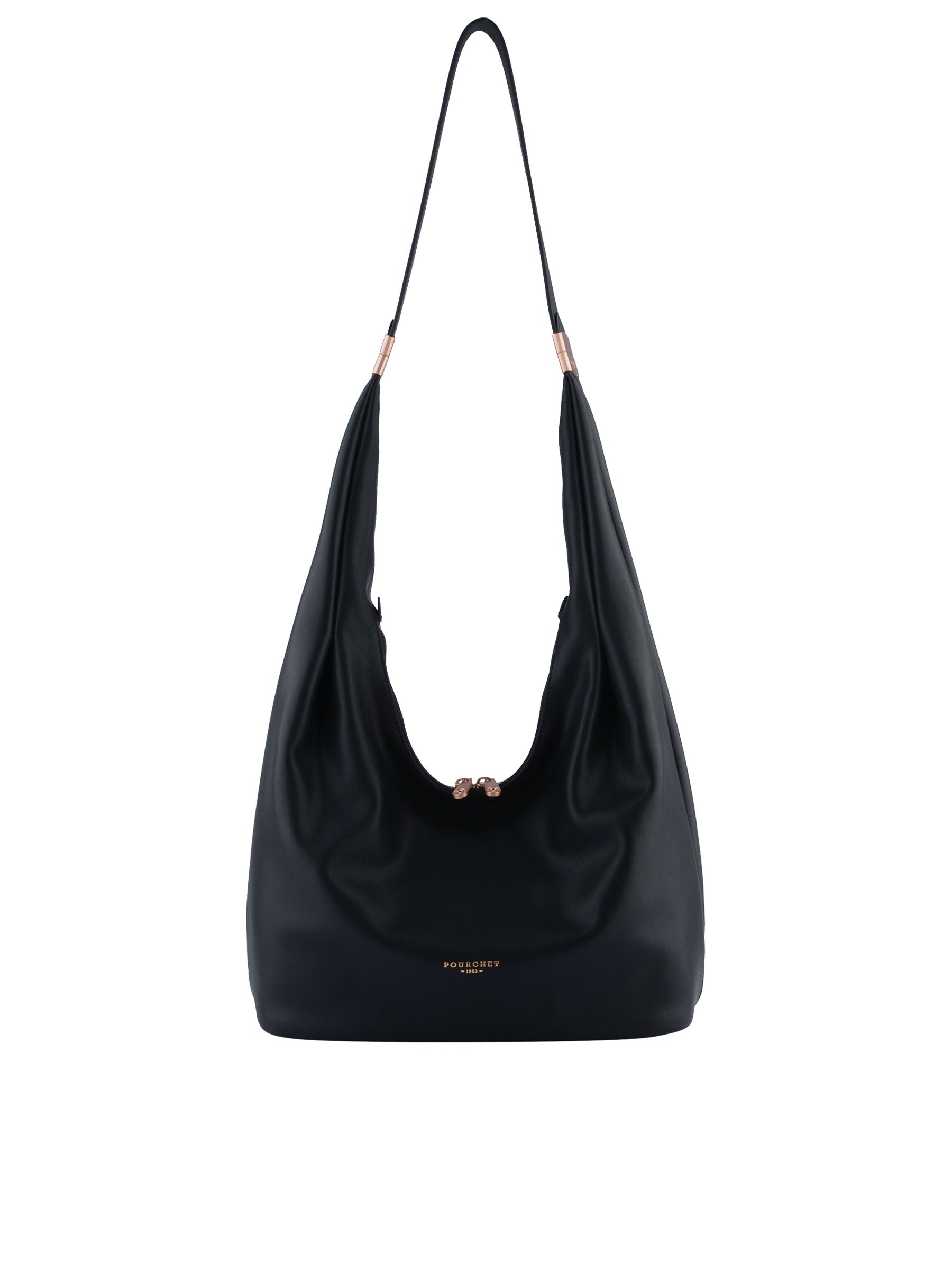 Sac porté épaule en cuir de vachette POURCHET Bleu