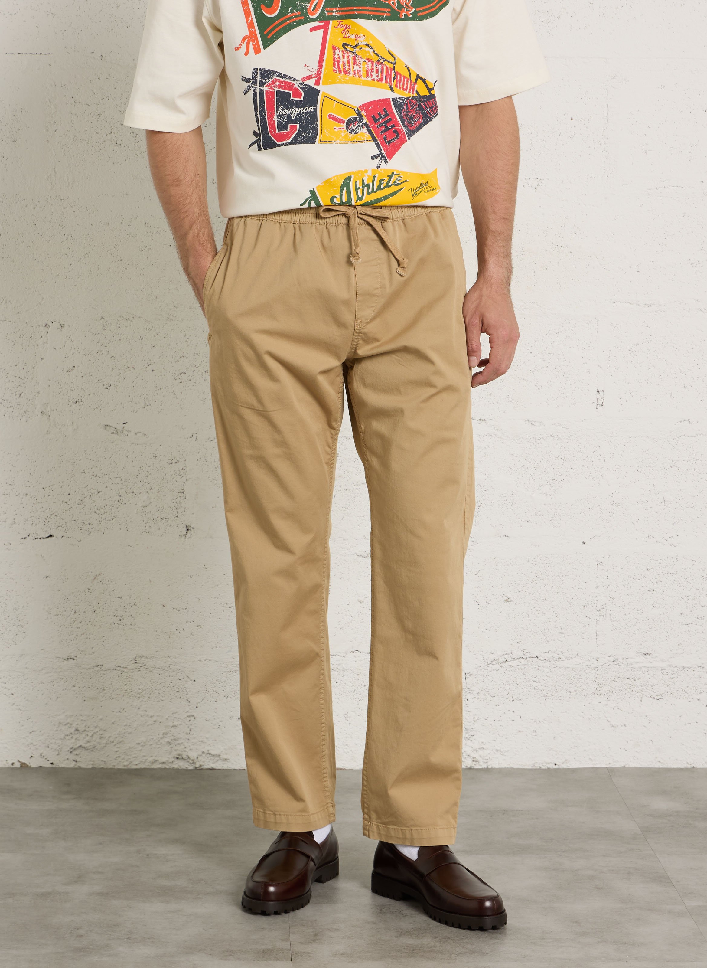 Pantalon droit en coton mélangé LE TEMPS DES CERISES