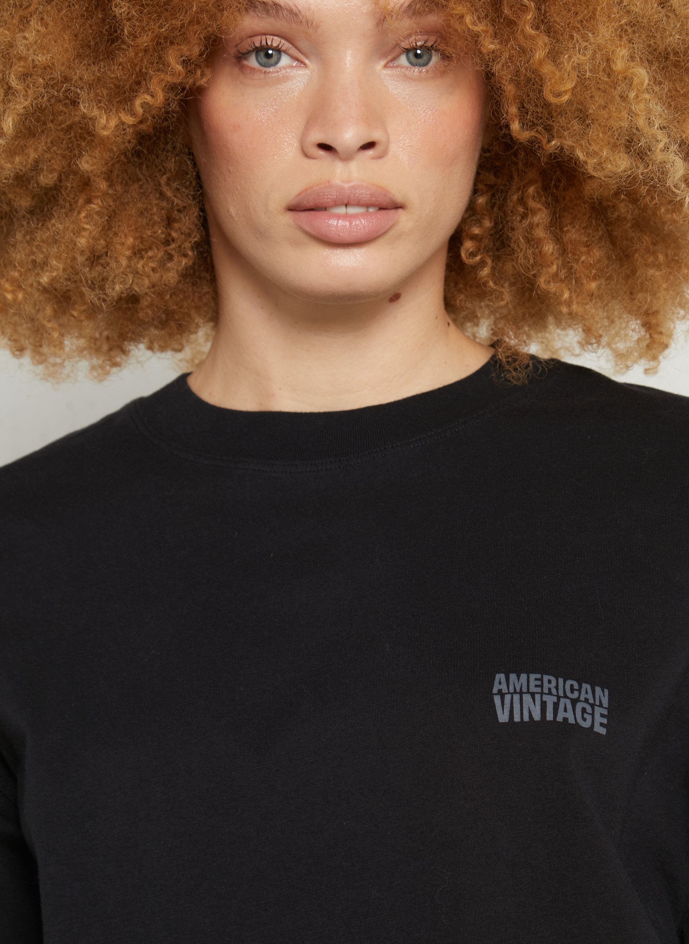 Oversized round-neck cotton T-shirt AMERICAN VINTAGE Black