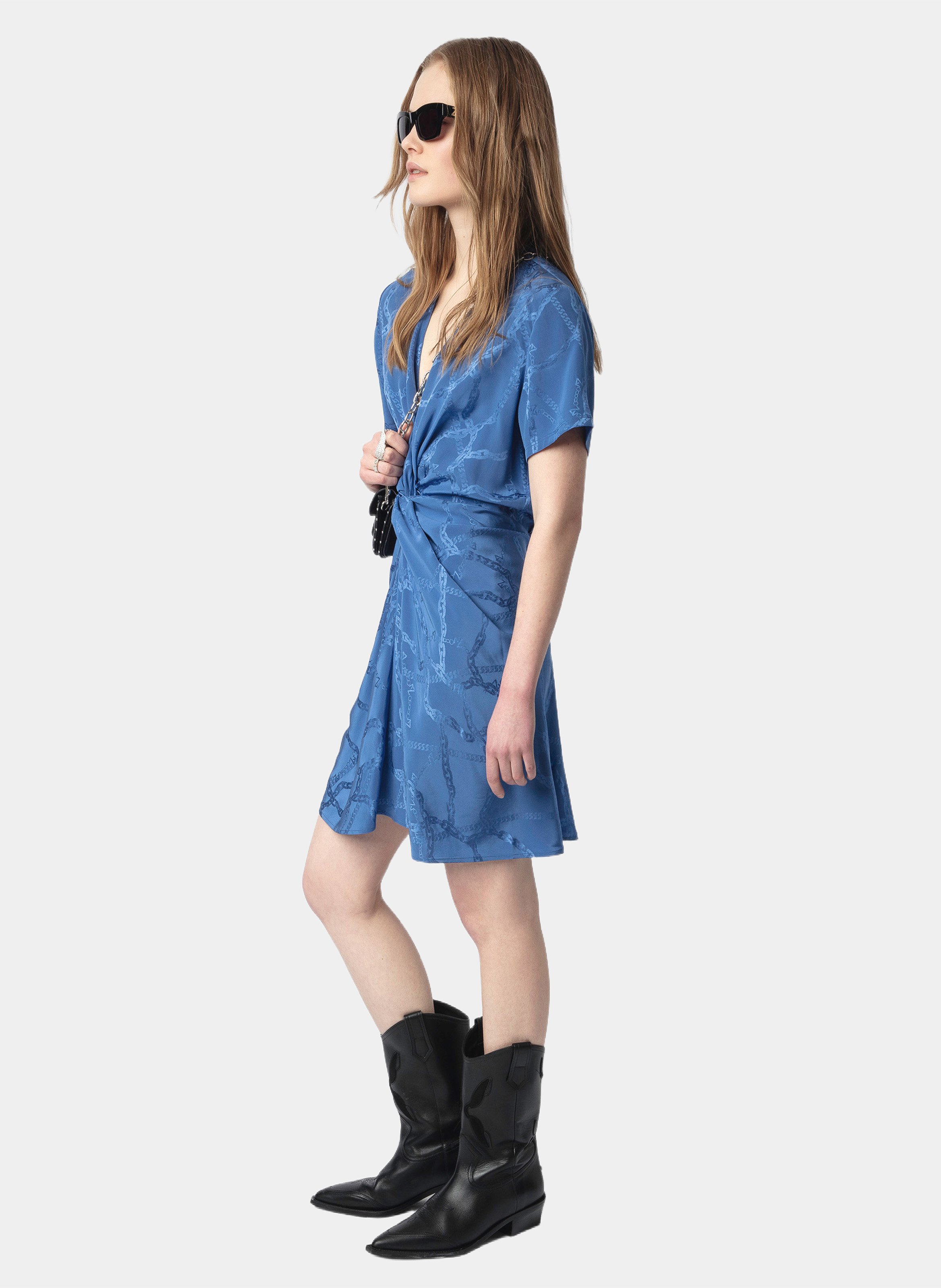 Short silk V-neck dress ZADIG&VOLTAIRE Blue