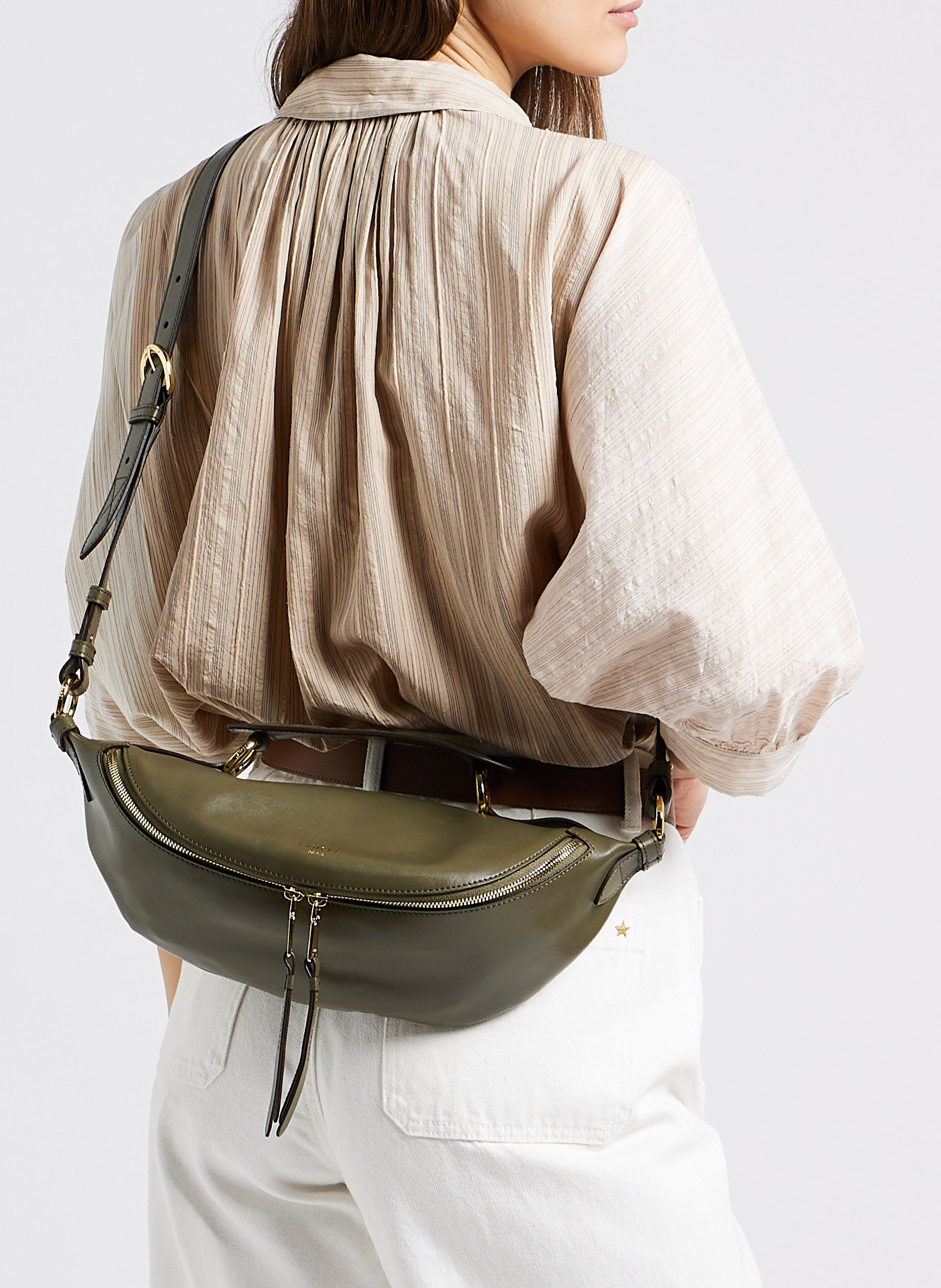 Sac bandoulière en cuir LANCEL Kaki
