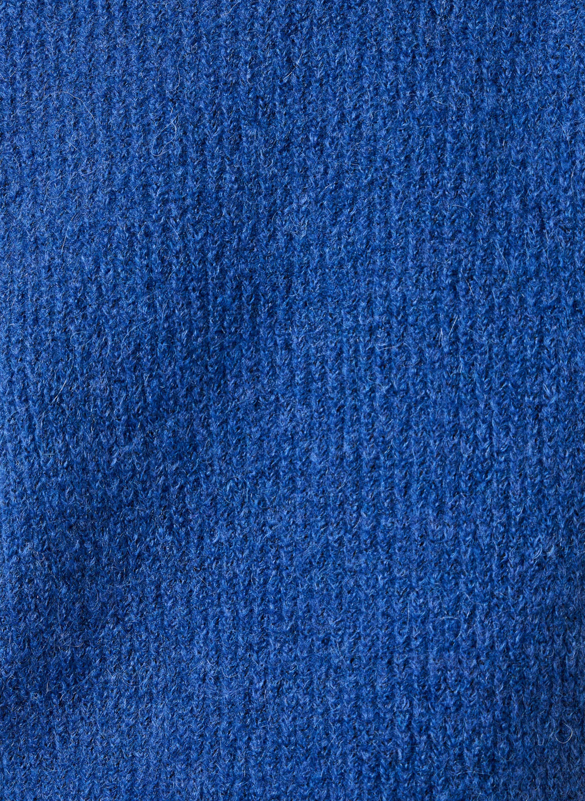 Straight fit round neck sweater in mixed knit with eyelet details. LA FEE MARABOUTEE Blue