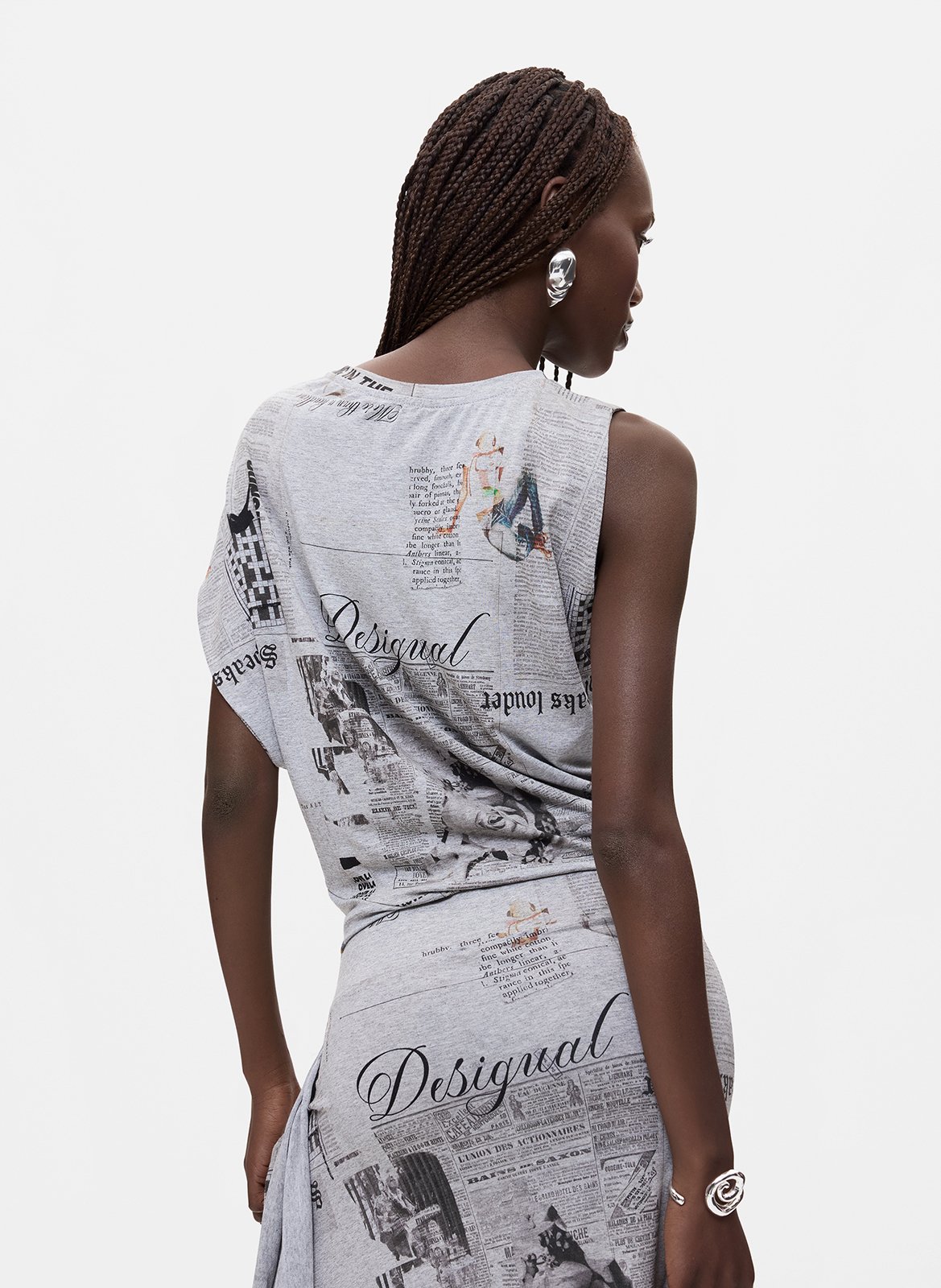 Top col rond asymétrique DESIGUAL Noir
