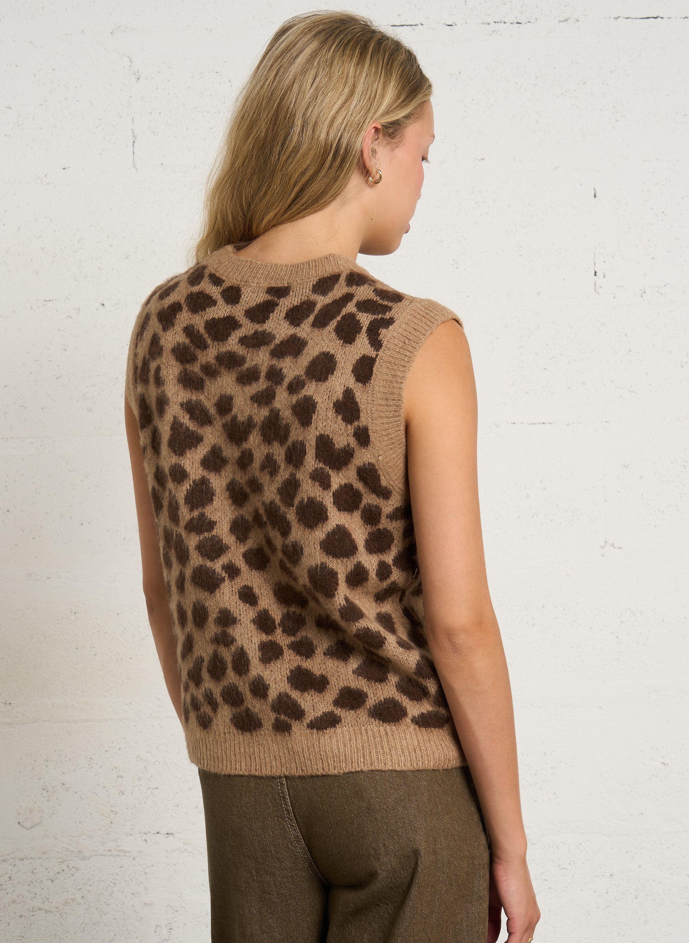 Oversized trui met luipaardprint PLEASE Bruin