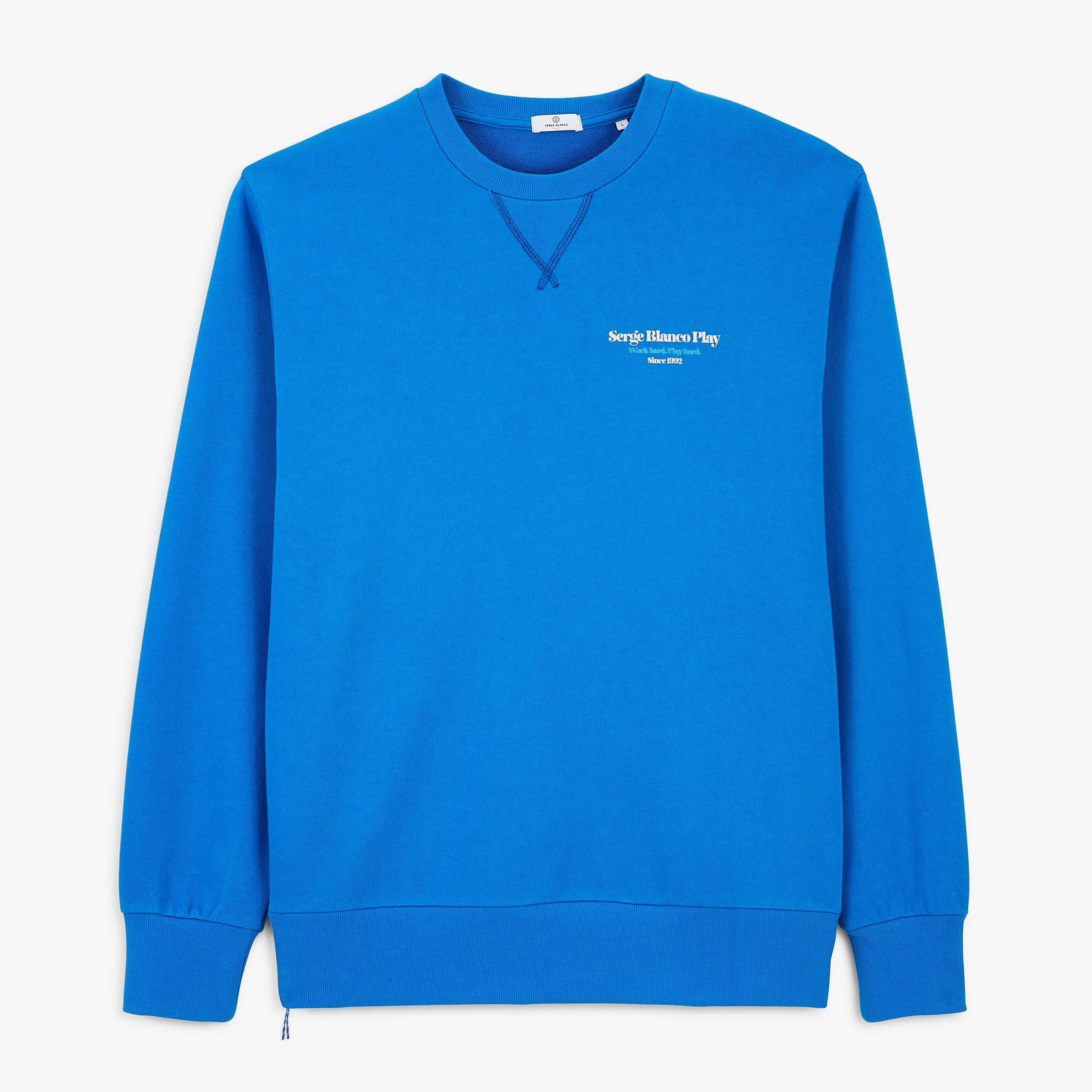 Blue Niva round neck sweatshirt with ski & raclette print SERGE BLANCO Blue