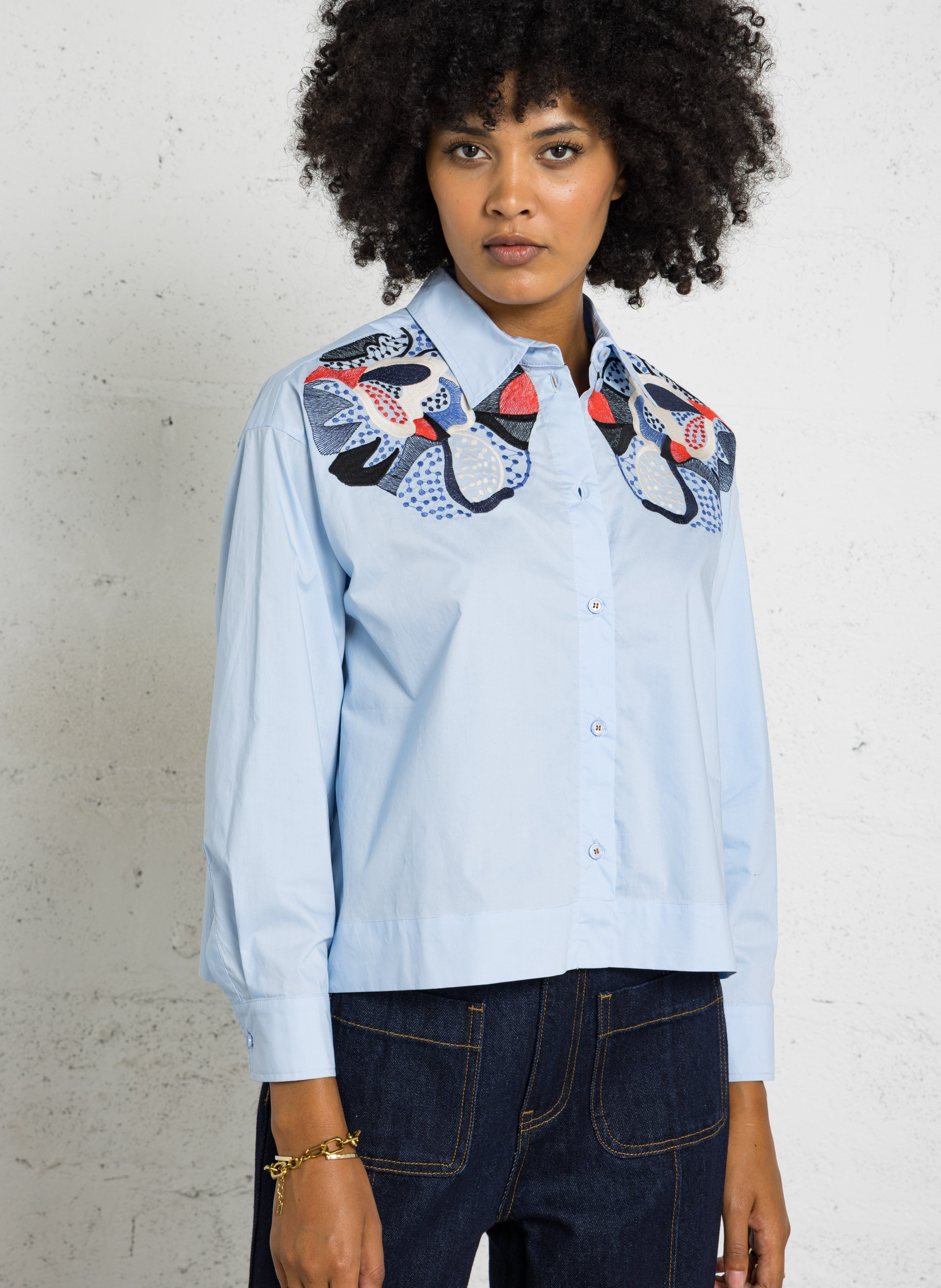 Ruimvallende, katoenen blouse TINSELS Blauw