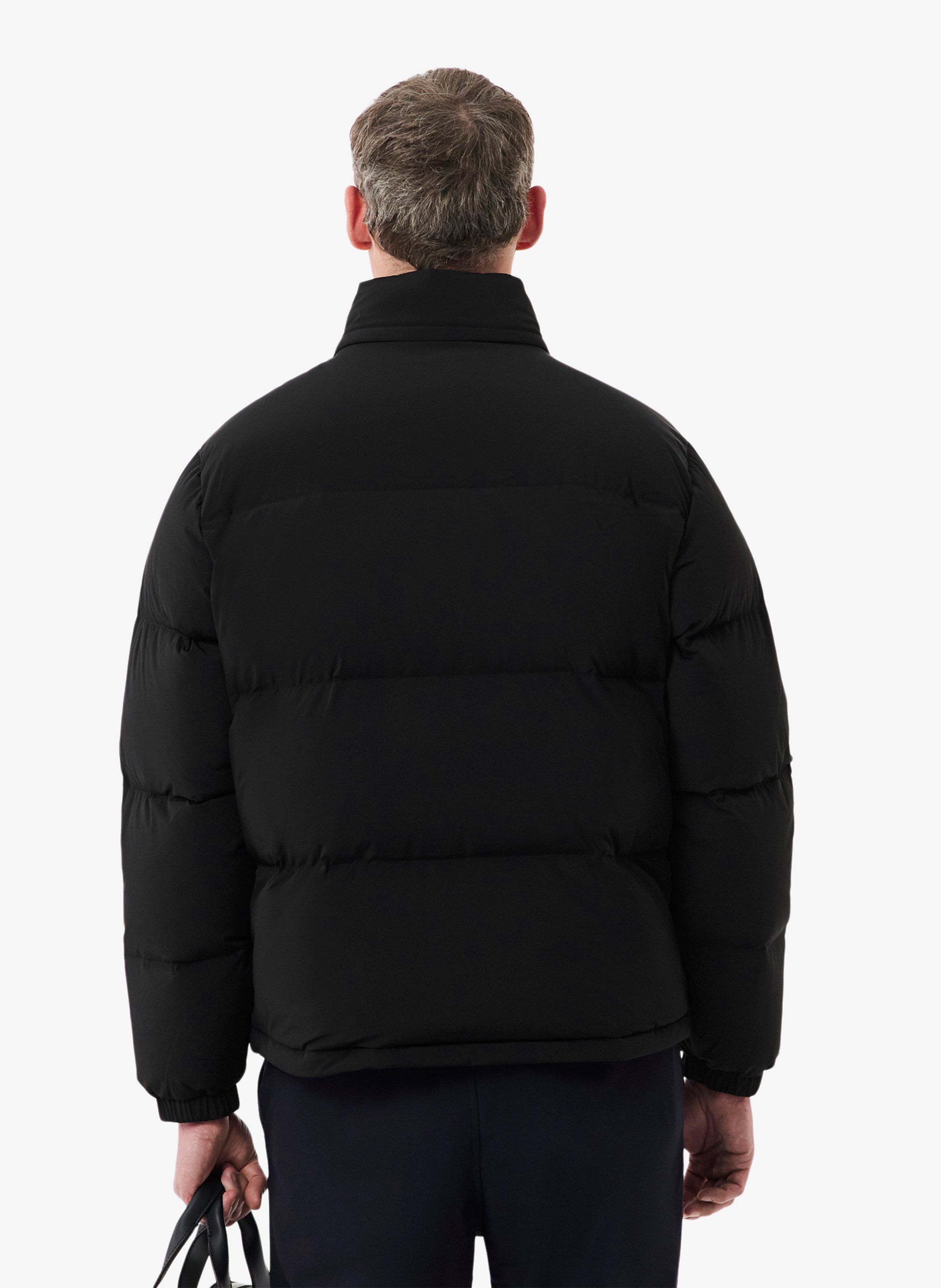 Straight quilted jacket with high collar and water-repellent hood LACOSTE Black