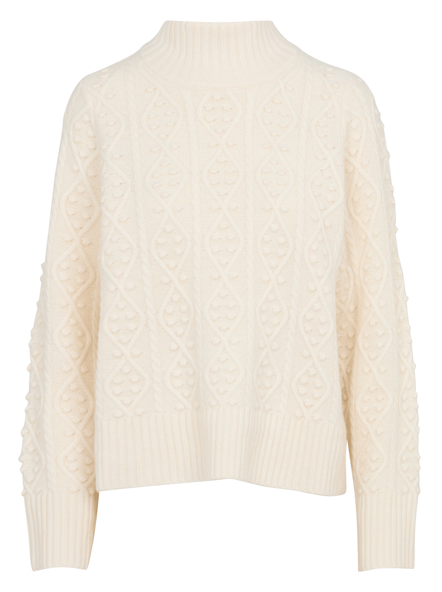 Pullover aus Merinowolle mit Zopfmuster gestrickt. PETITE MENDIGOTE Beige