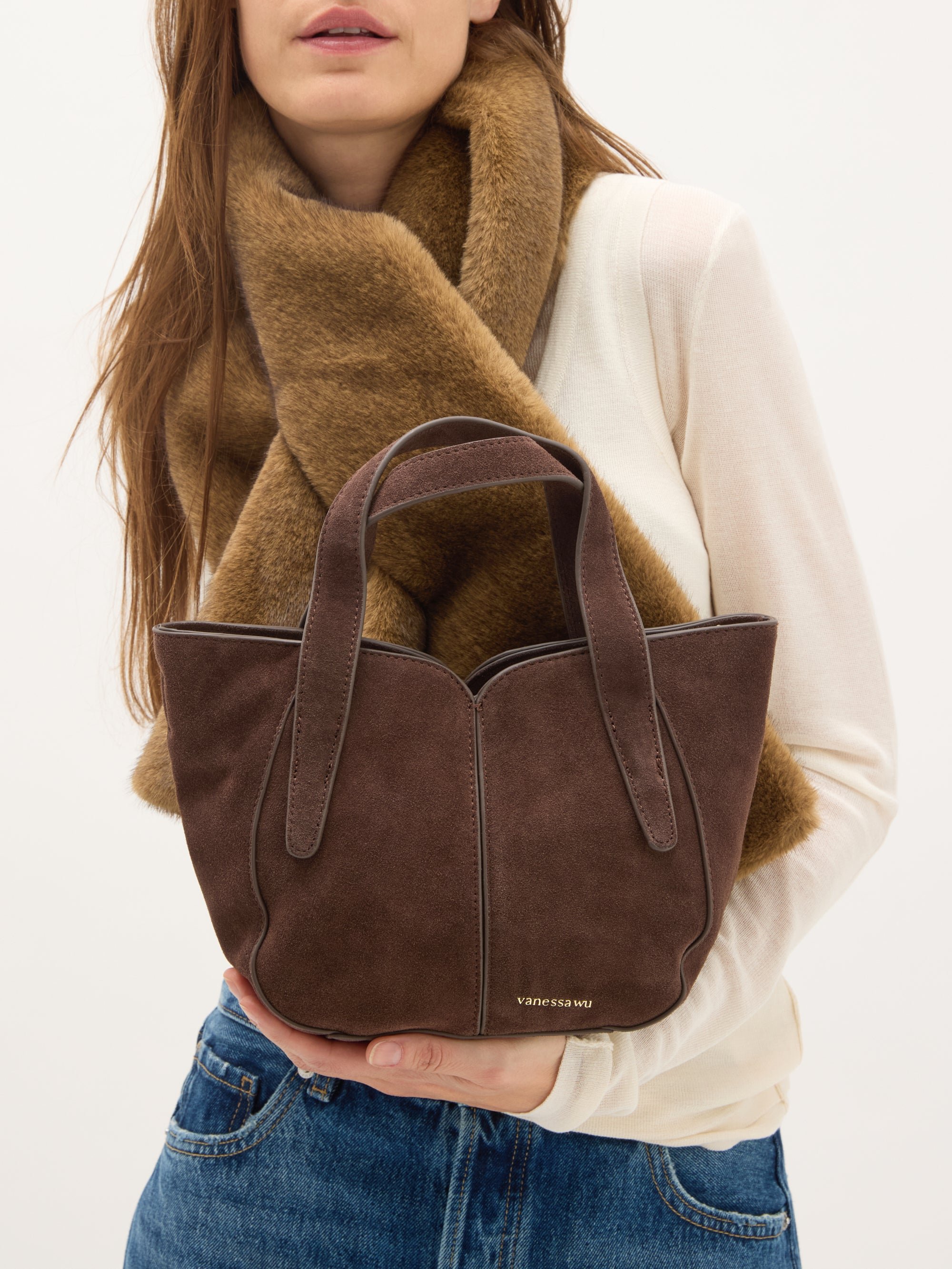 Handbag with handles and shoulder strap VANESSA WU Brown