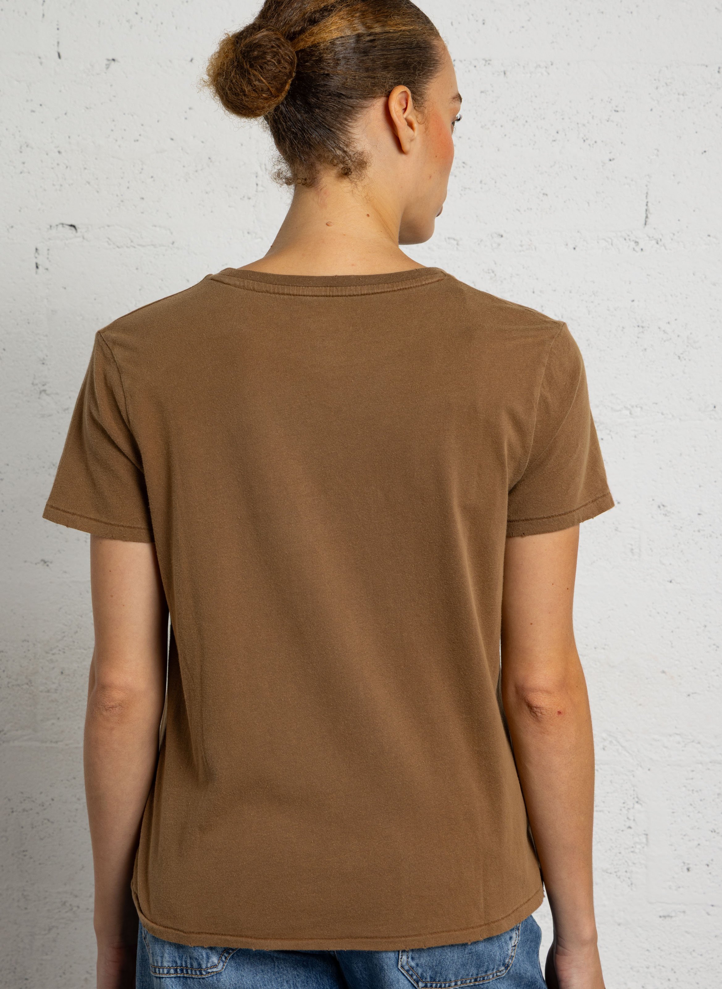 Maglietta diritta con dettagli a patch in cotone NEWTONE Marrone