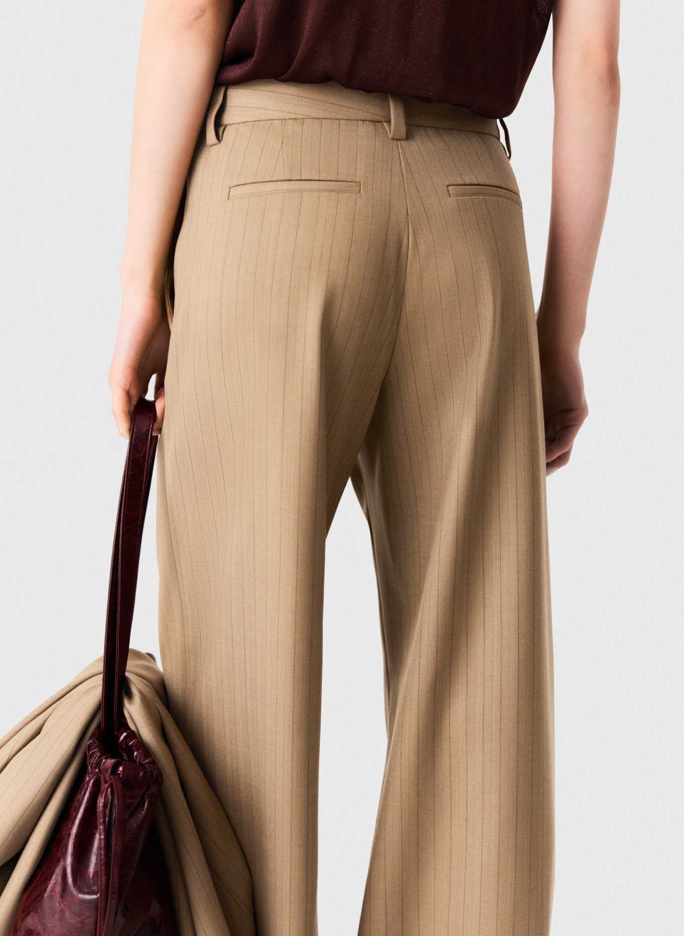Pantalon évasé en laine mélangée MAJE Beige
