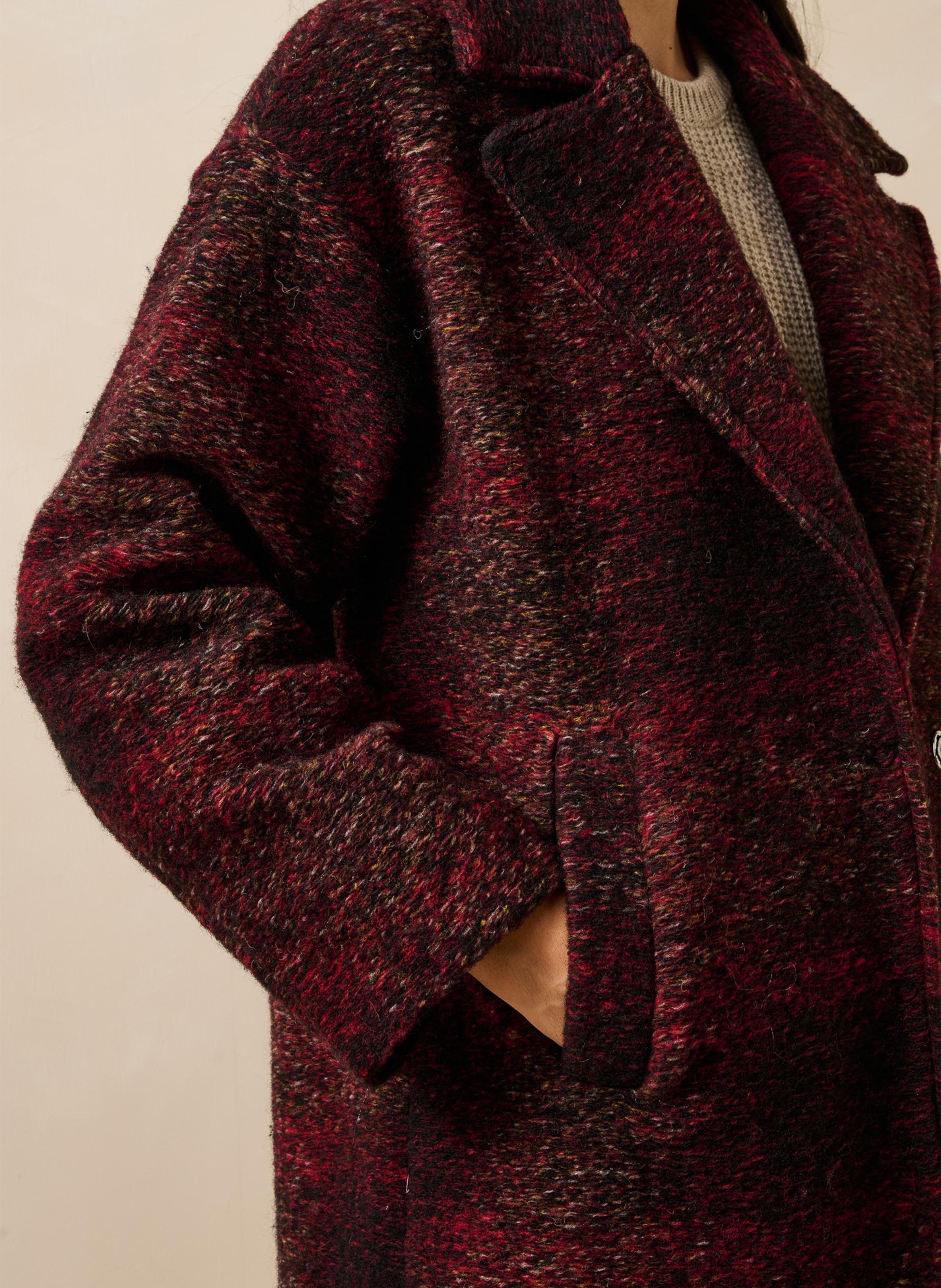 Manteau mi-long en laine mélangée LA FEE MARABOUTEE Rouge
