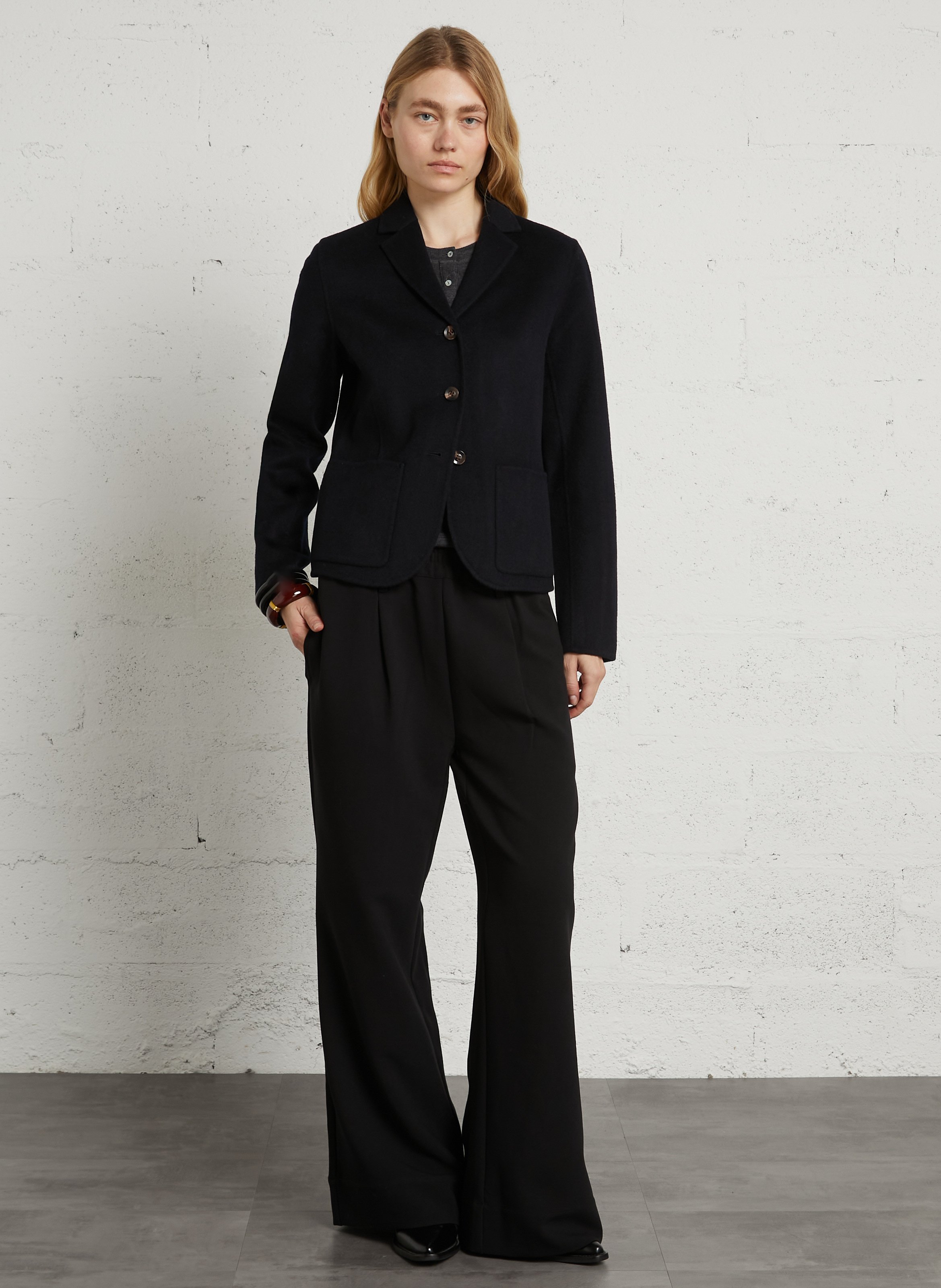 Gerade geschnittener Wollmix-Blazer SOEUR Blau