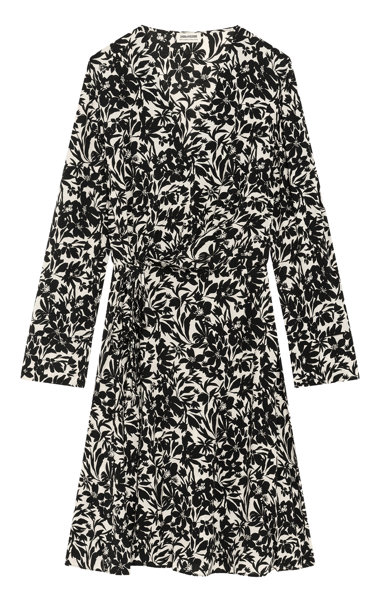 Korte jurk met lange mouwen en print ZADIG&VOLTAIRE Zwart