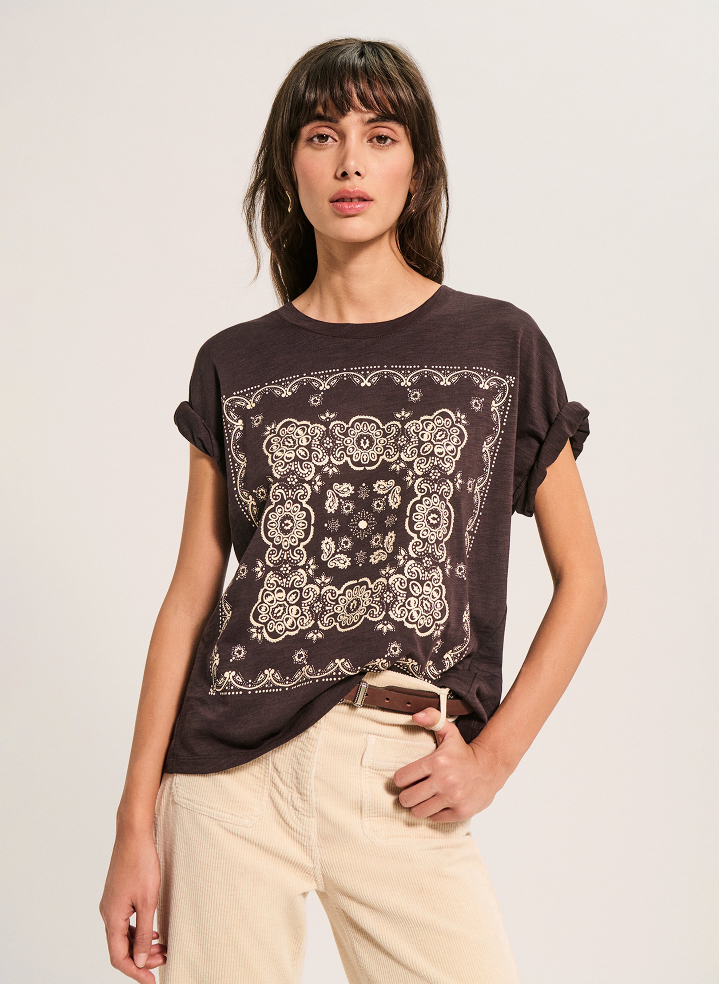 Bedrucktes Rundhals-T-Shirt PABLO Braun