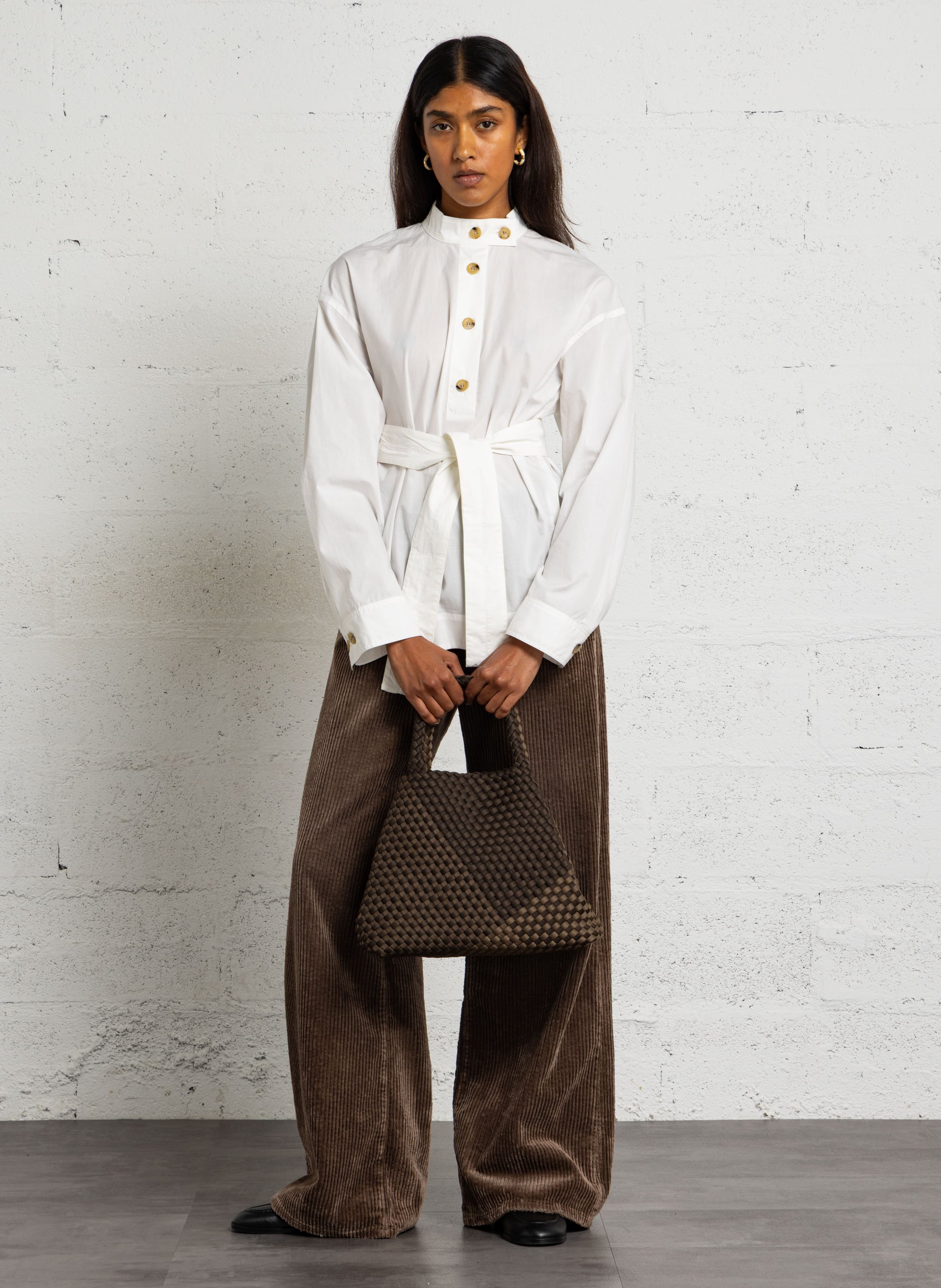 Plain woven handbag MARREA Brown