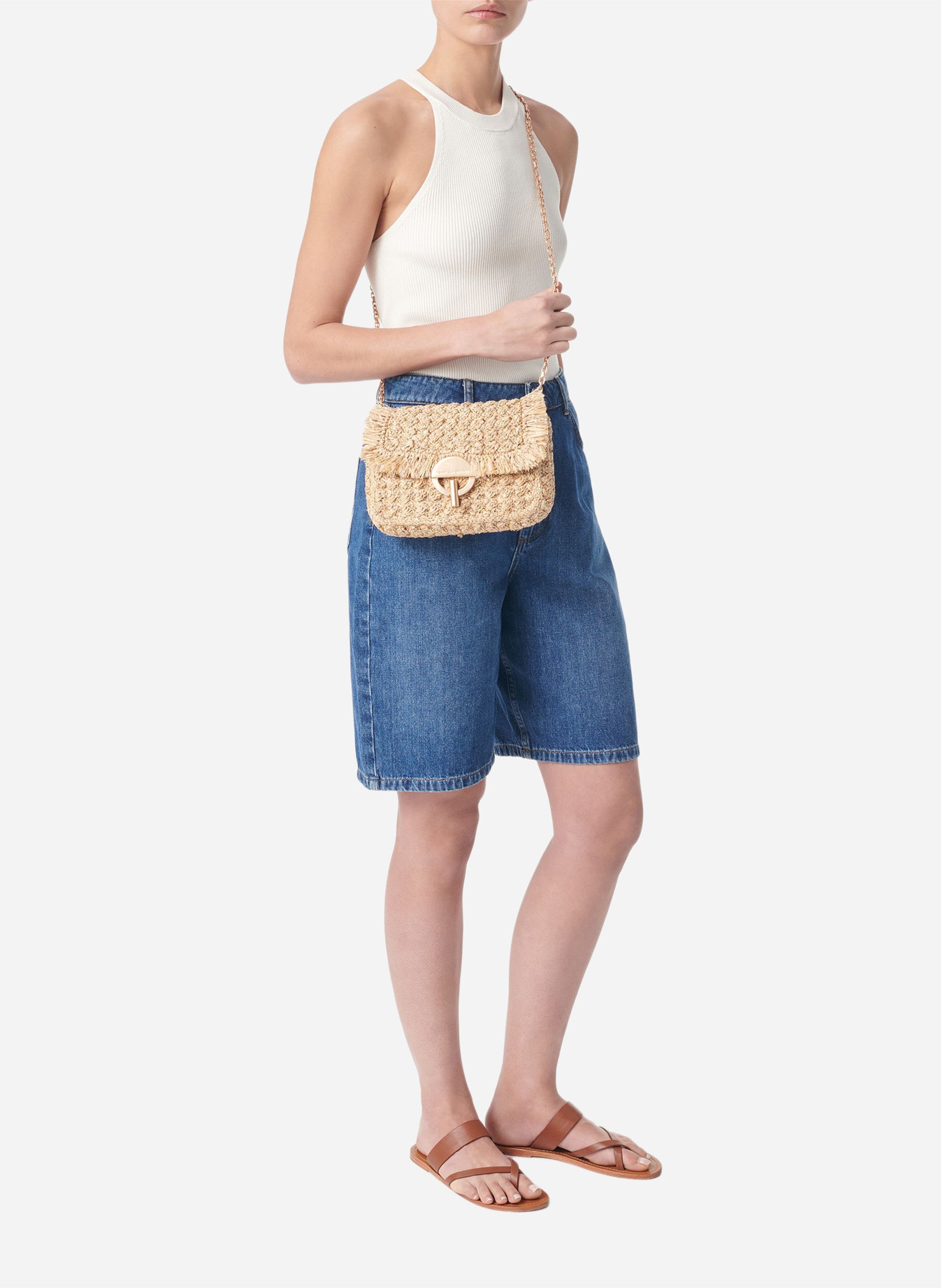 Raffia shoulder bag VANESSA BRUNO Beige