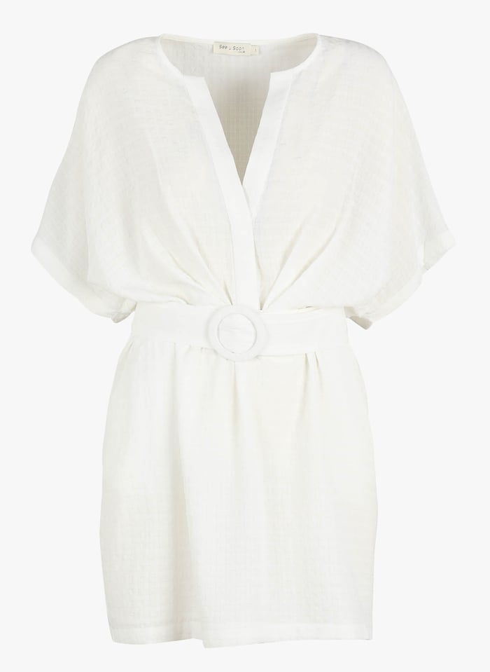 Vestido Corto Holgado Offwhite See U Soon - Mujer | Place des Tendances Vestido Corto Holgado Offwhite See U Soon - Mujer | Place des Tendances