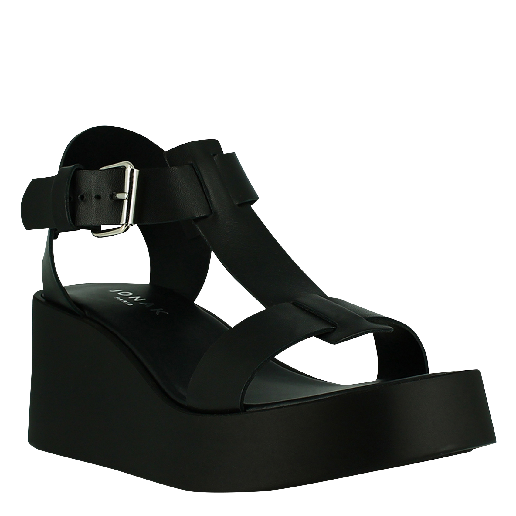 Ledersandalen mit Keilabsatz JONAK Schwarz