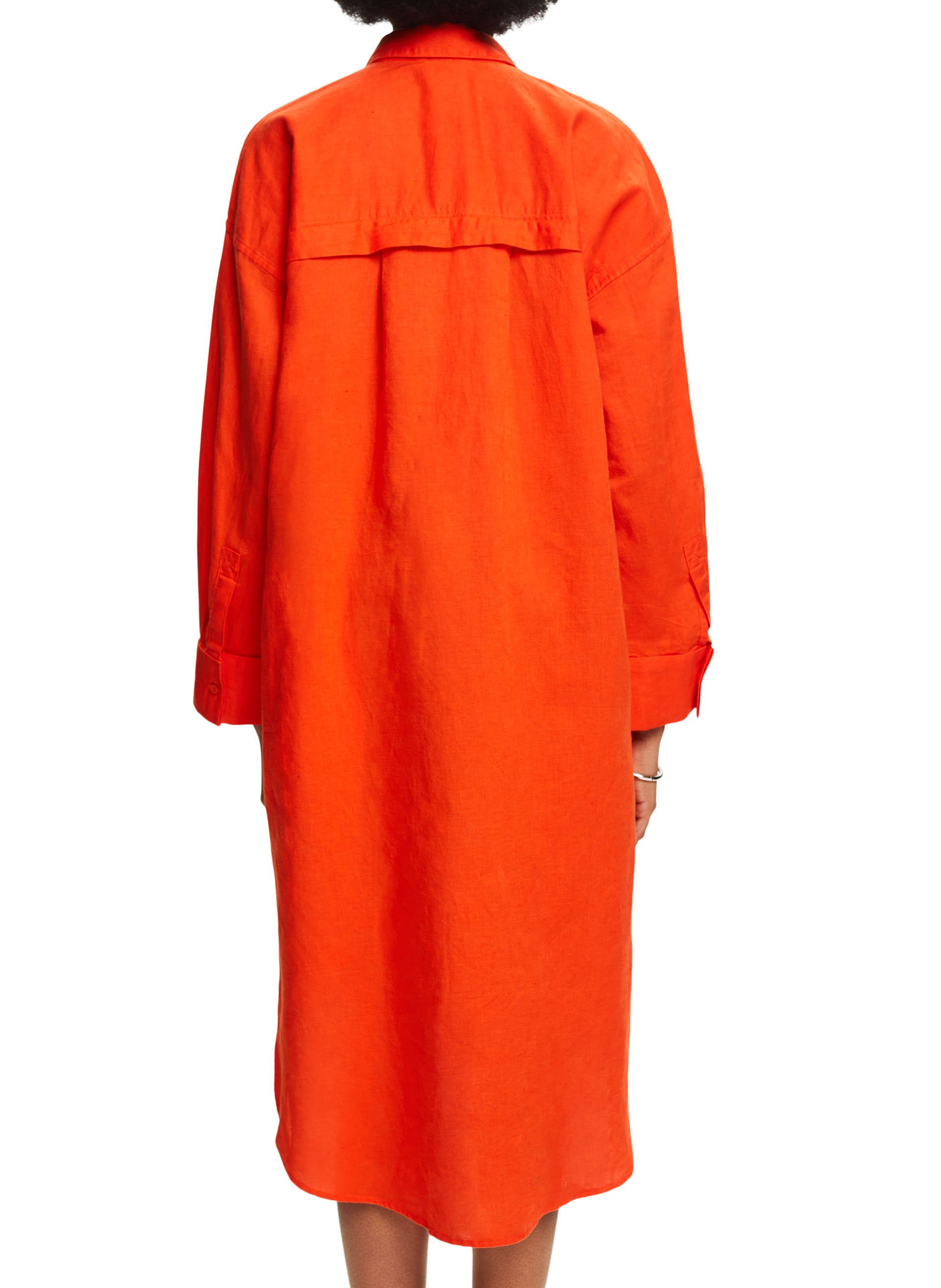 Robe chemise en lin et coton ESPRIT Orange