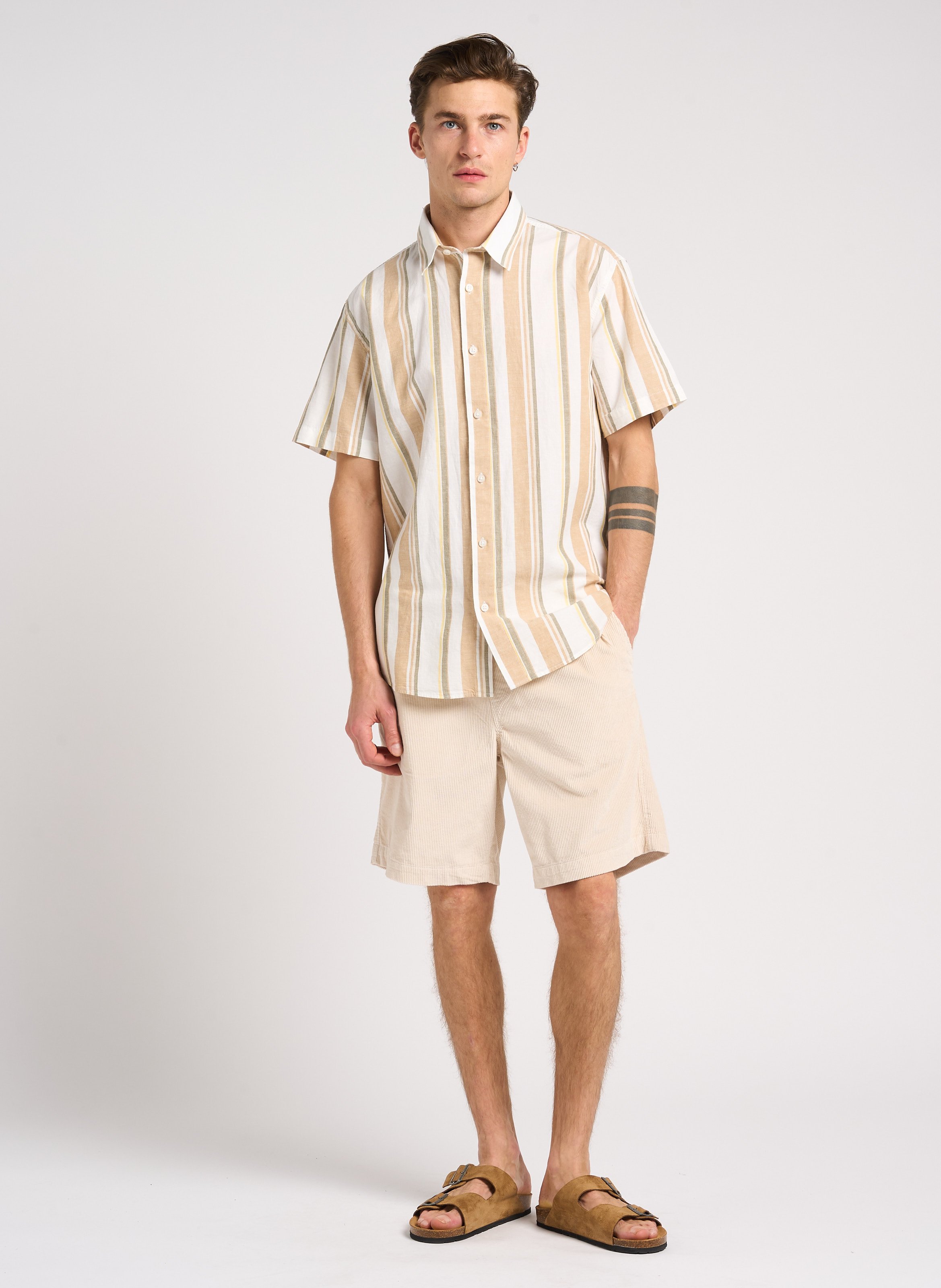 Printed cotton-blend shirt  SELECTED Brown