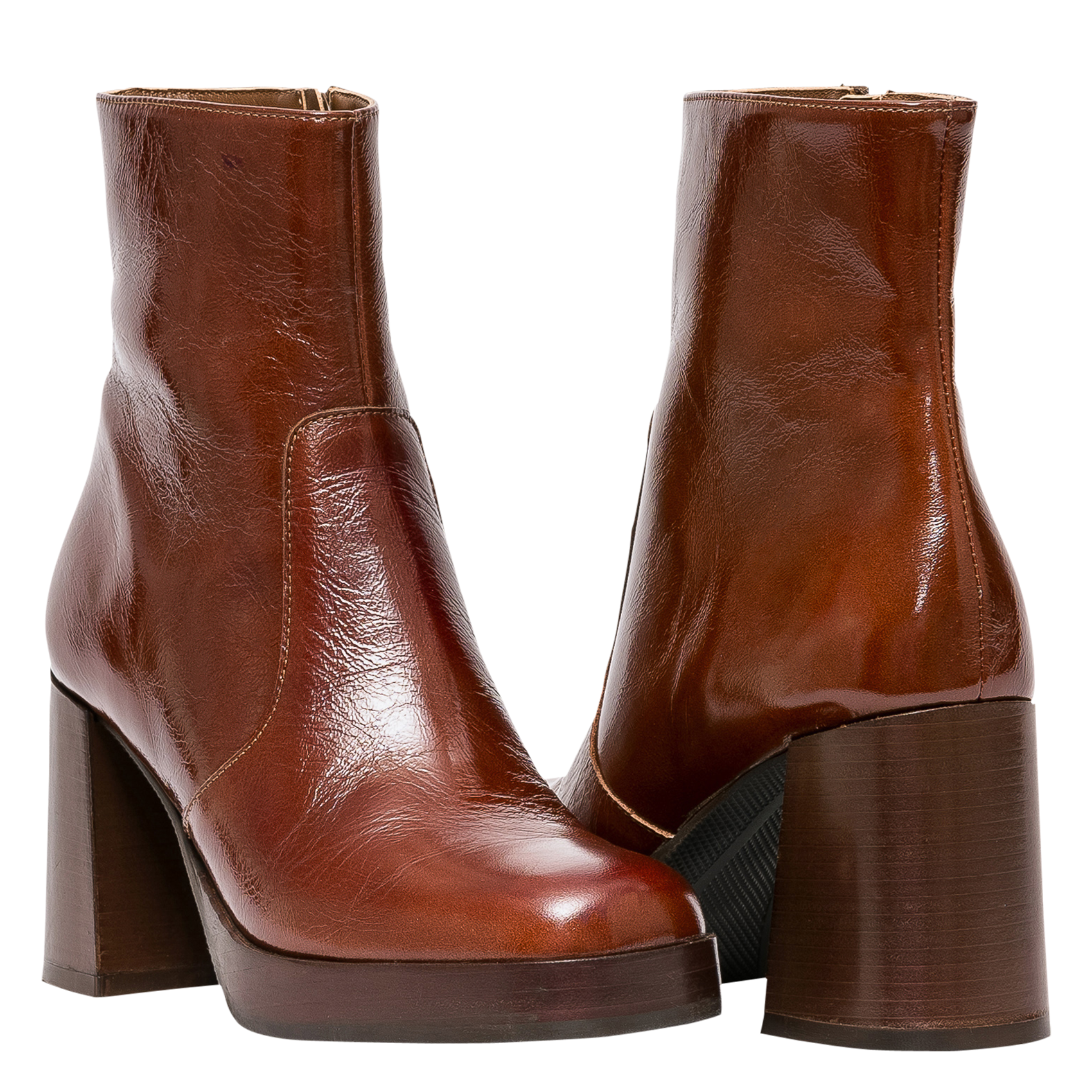 Bottines à talons en cuir BOCAGE Marron