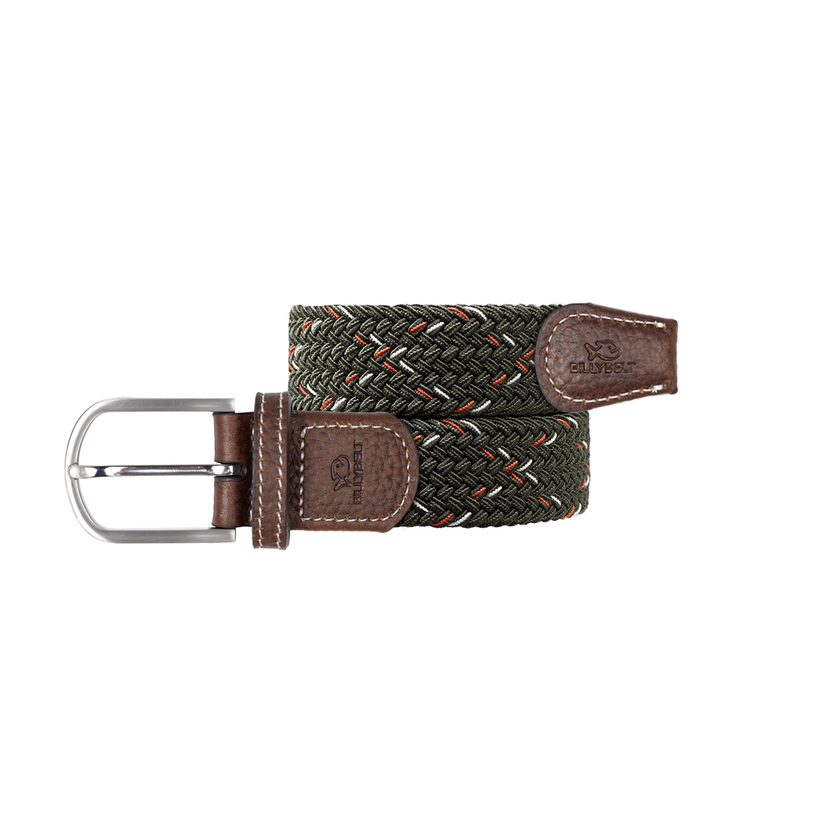 Multicolored braided elastic belt BILLYBELT Green