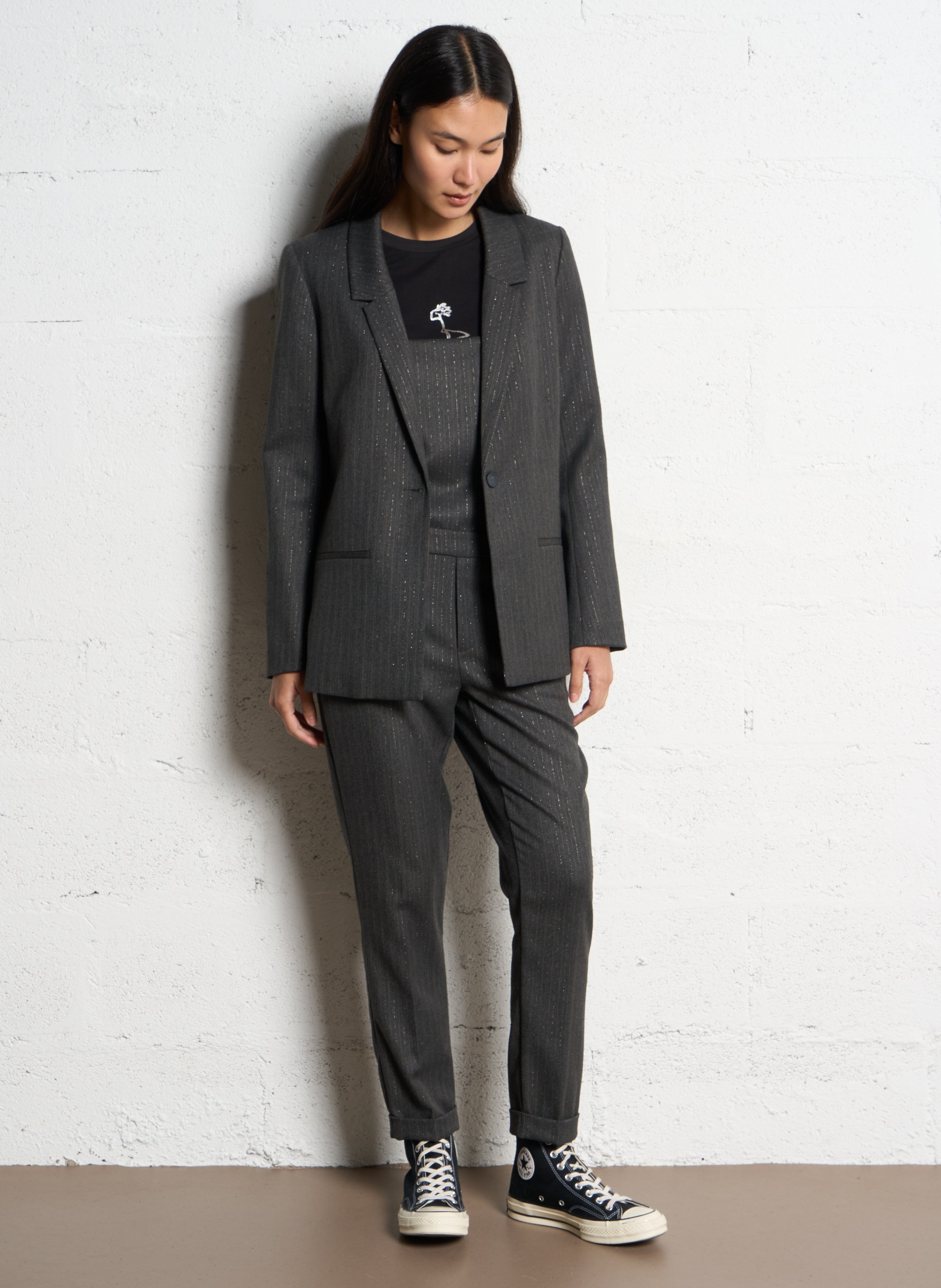 Combinaison droite à rayures métallisées ONE STEP Gris