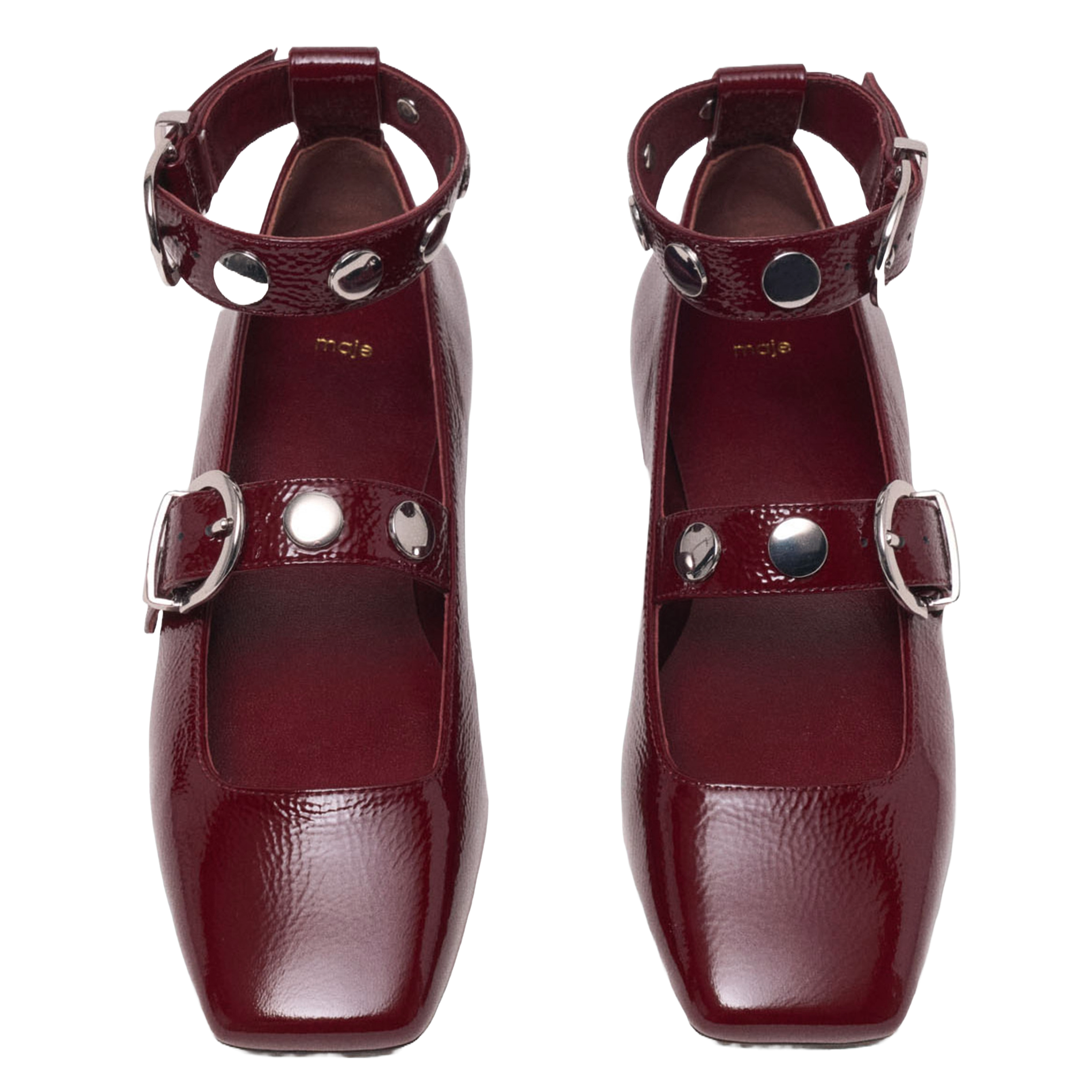 Babies à studs en cuir MAJE Rouge