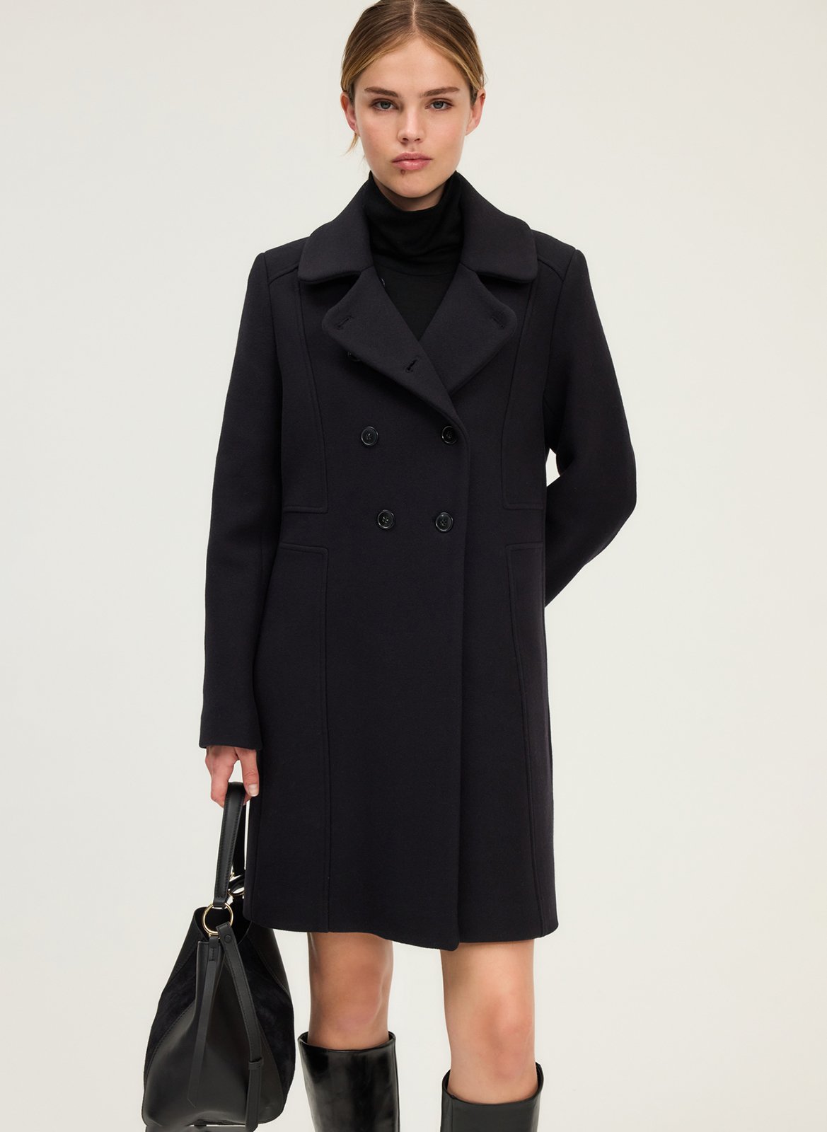 Belted wool-blend coat PABLO Blue