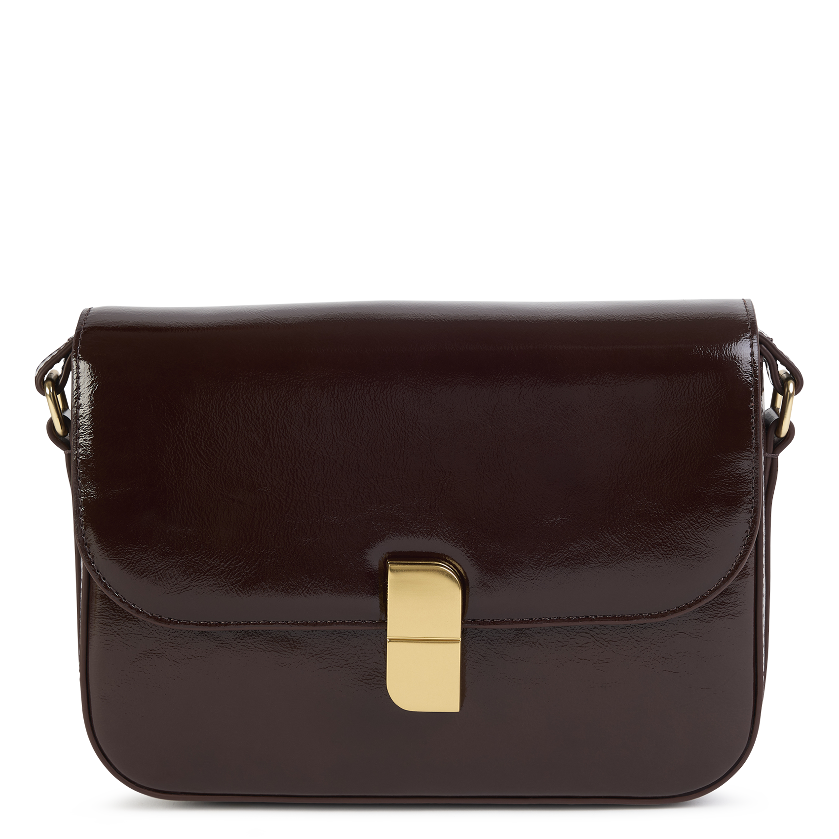 Leder-Umhängetasche mit Umschlag NAT & NIN Braun