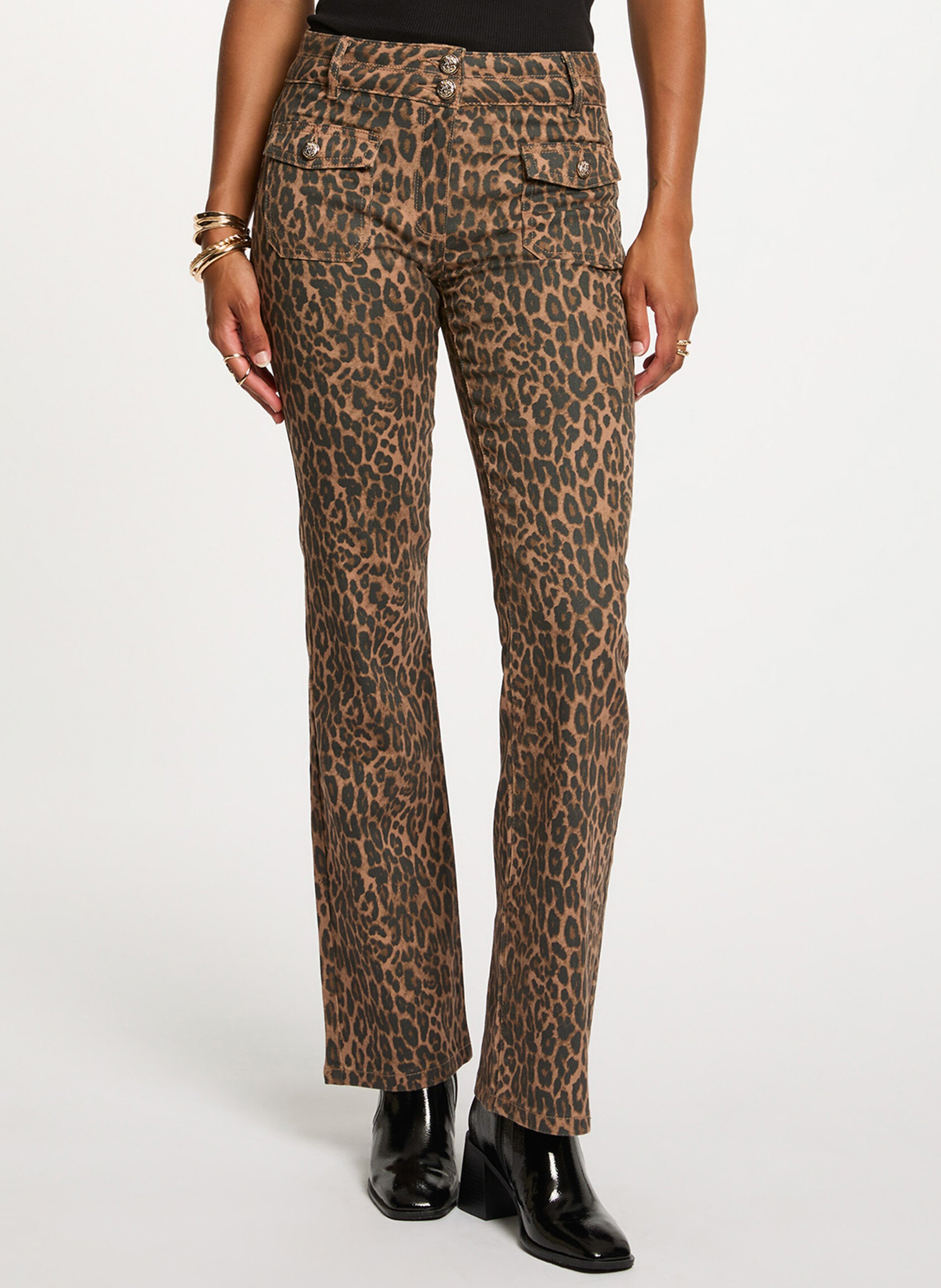 Pantalon droit en coton mélangé imprimé MORGAN Multicolore